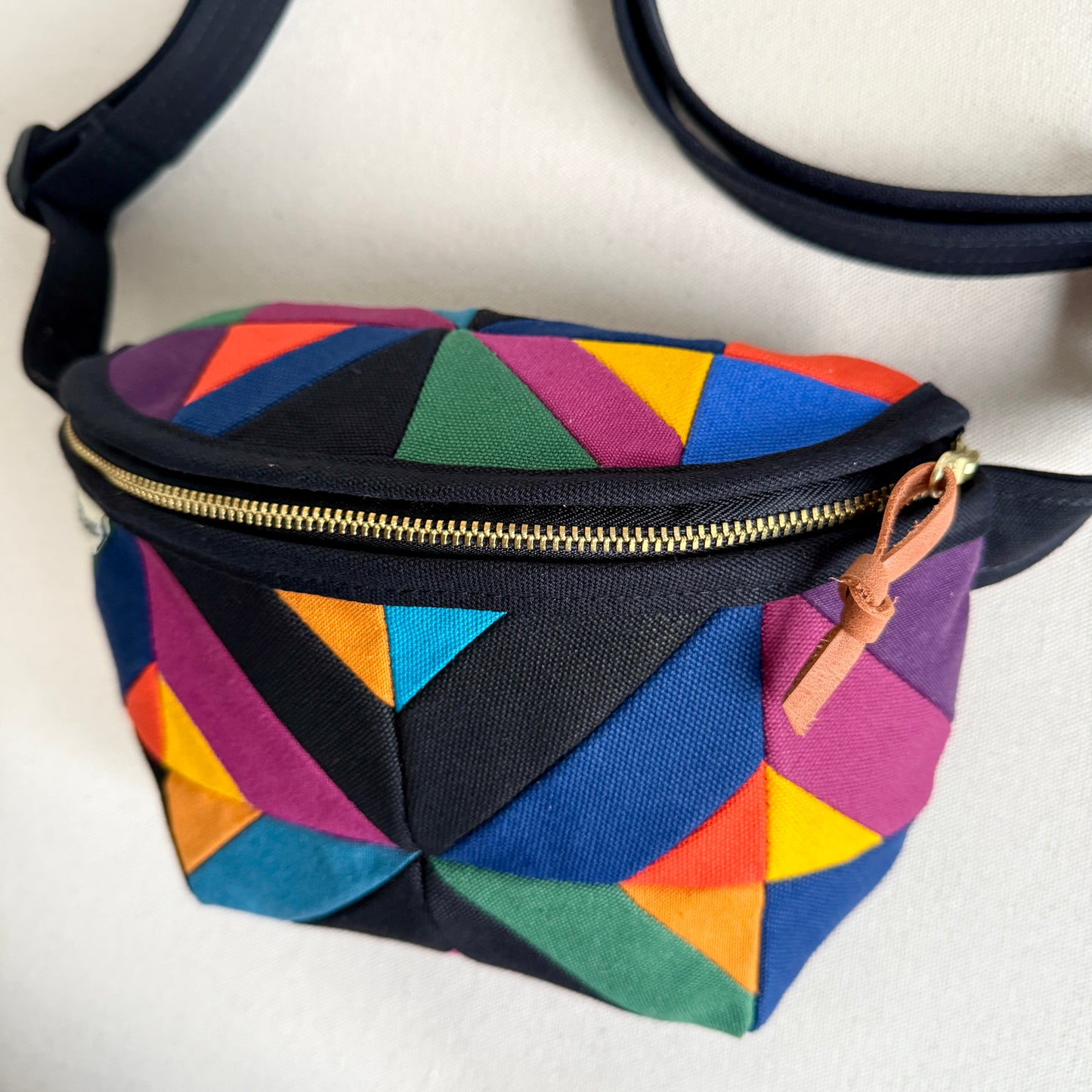 kaleidoscope fanny bag, black with brights