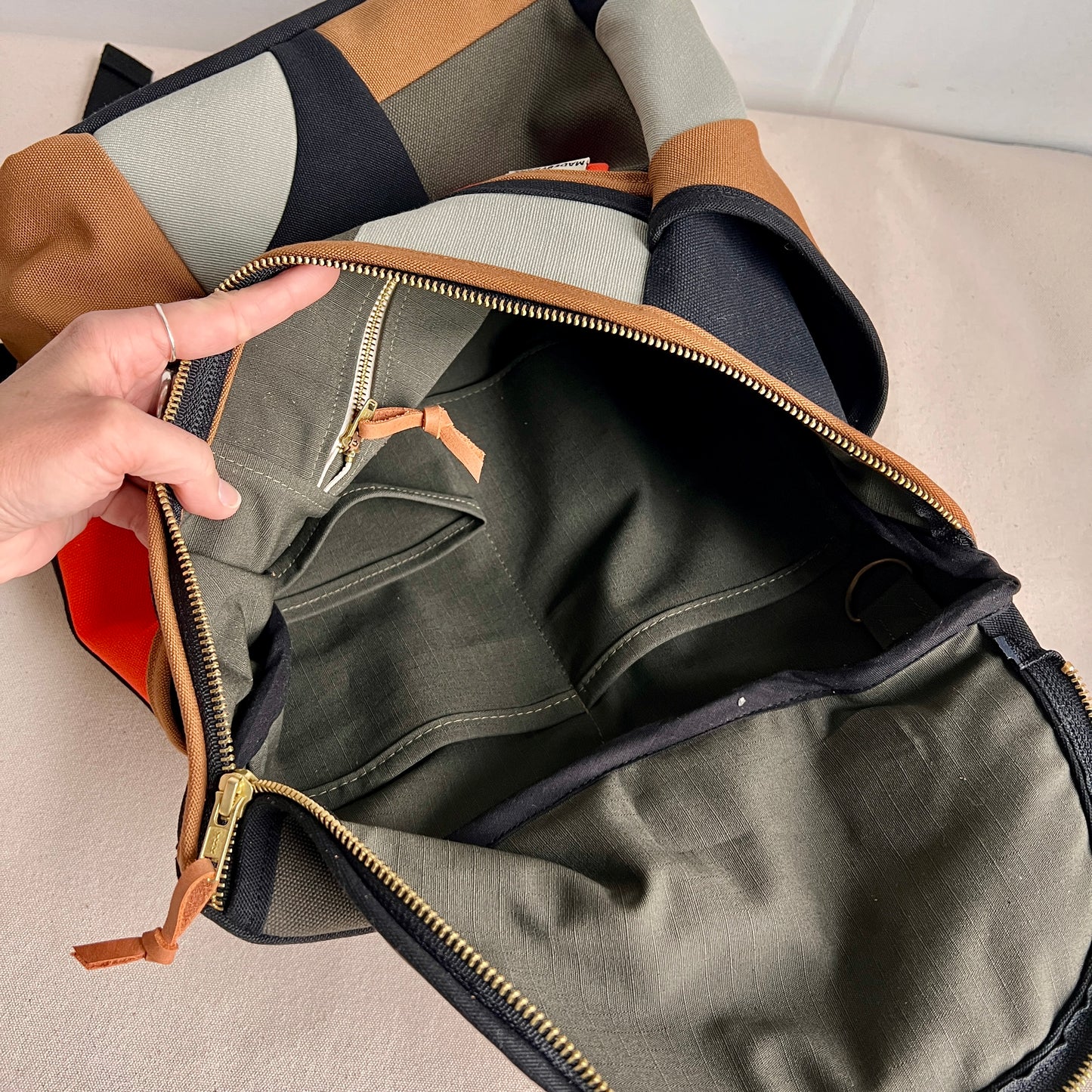NEW! Roomier Backpack with Side Pockets, Black/Mint/Tangerine/Forest/Caramel