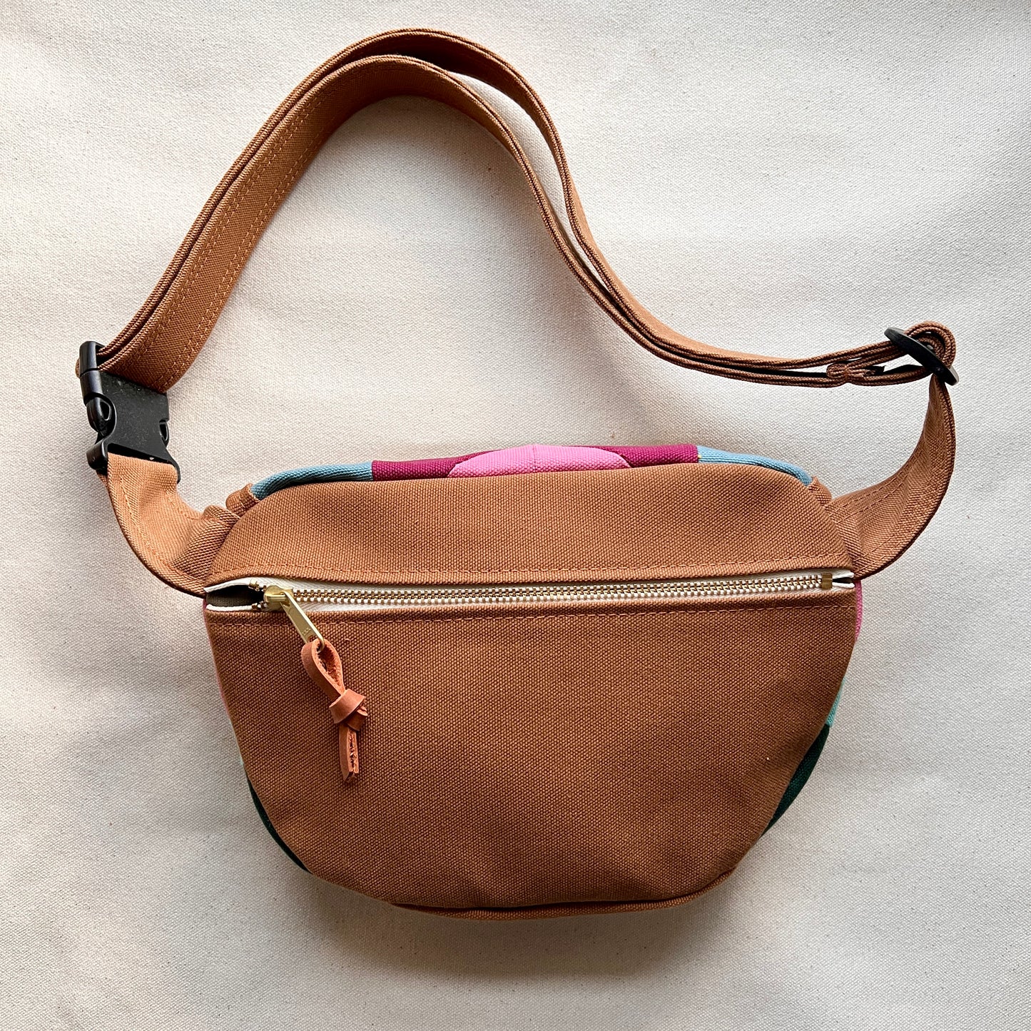 kaleidoscope fanny bag, aqua/wine/spruce etc