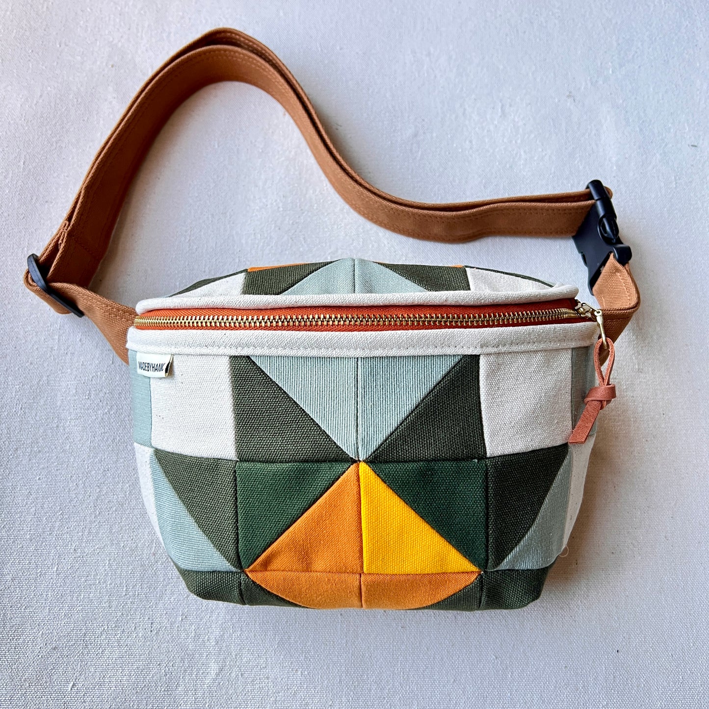 sawtooth star fanny, natural with seaglass/forest/ochre