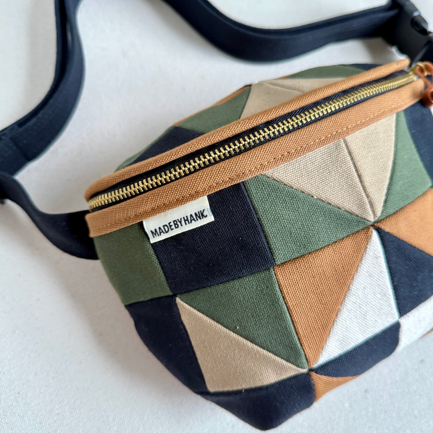 quilt star fanny bag, forest/caramel/black/natural