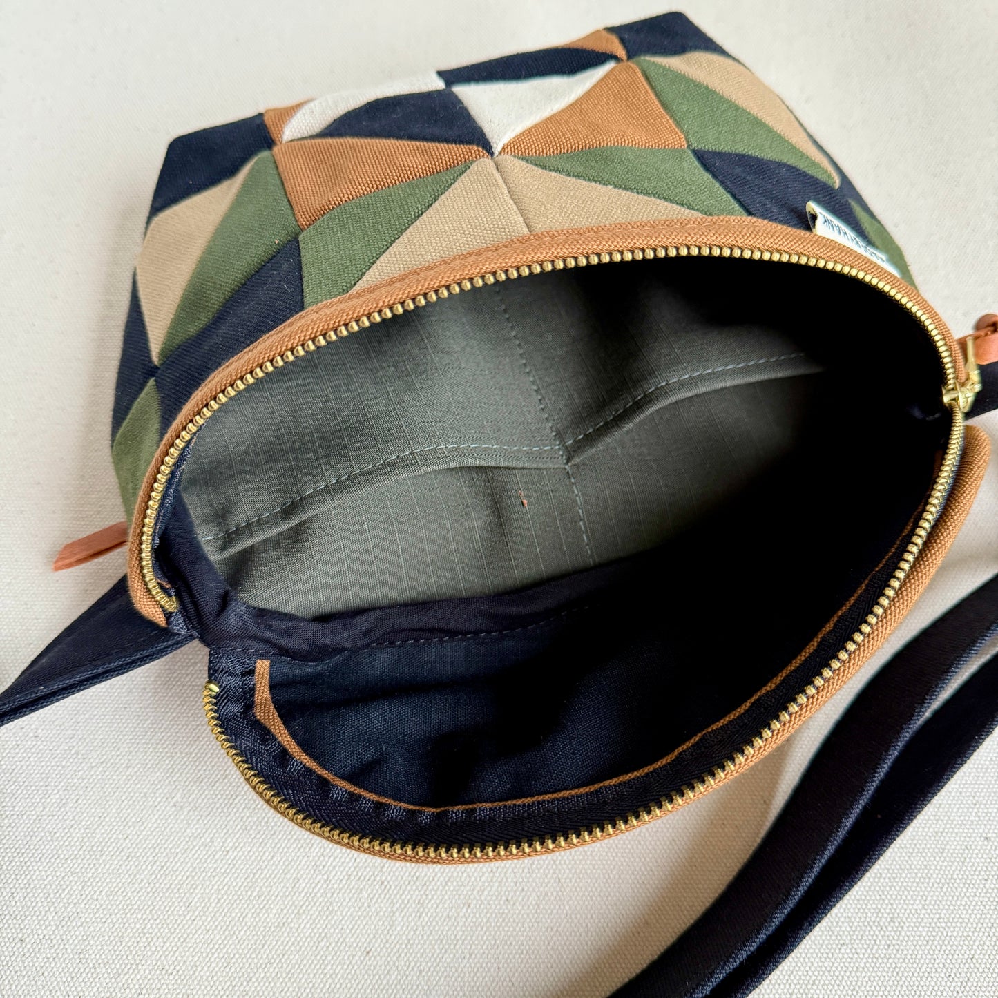 quilt star fanny bag, forest/caramel/black/natural