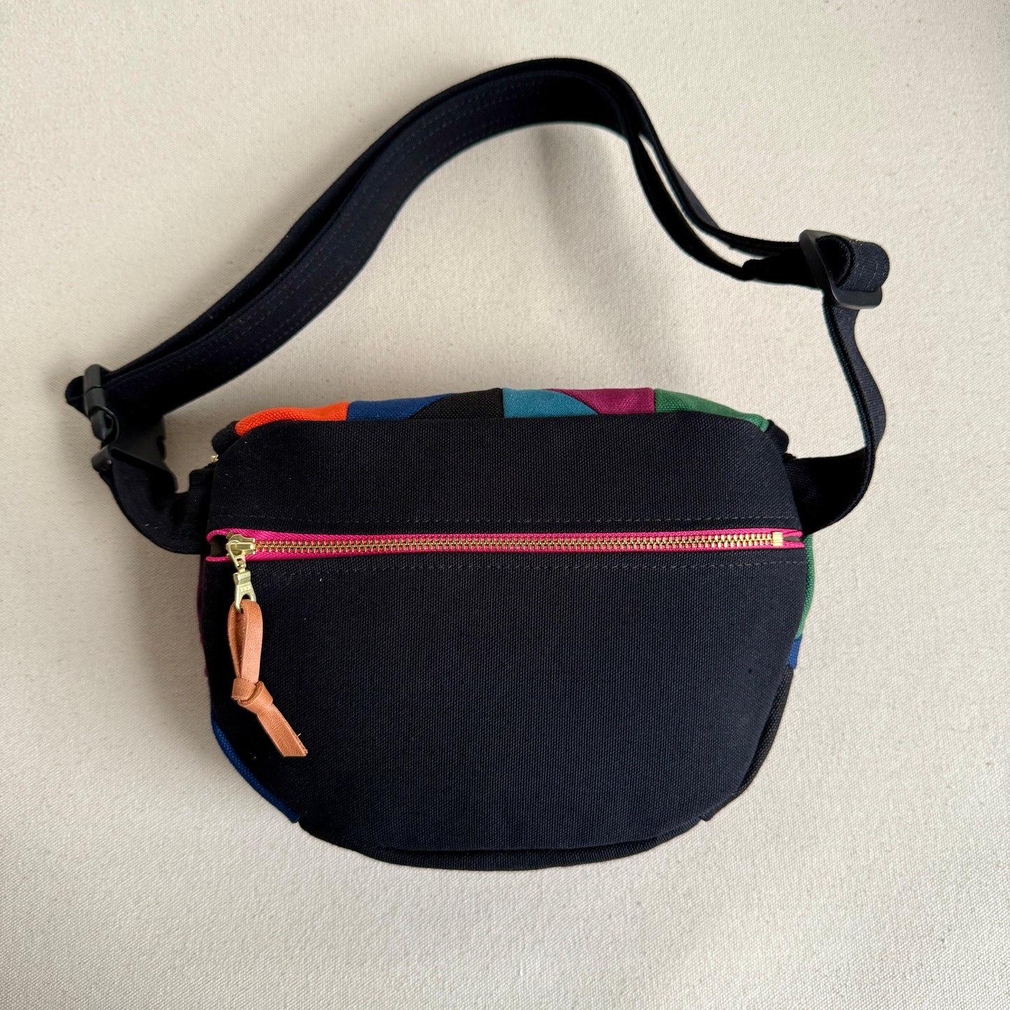kaleidoscope fanny bag, black with brights
