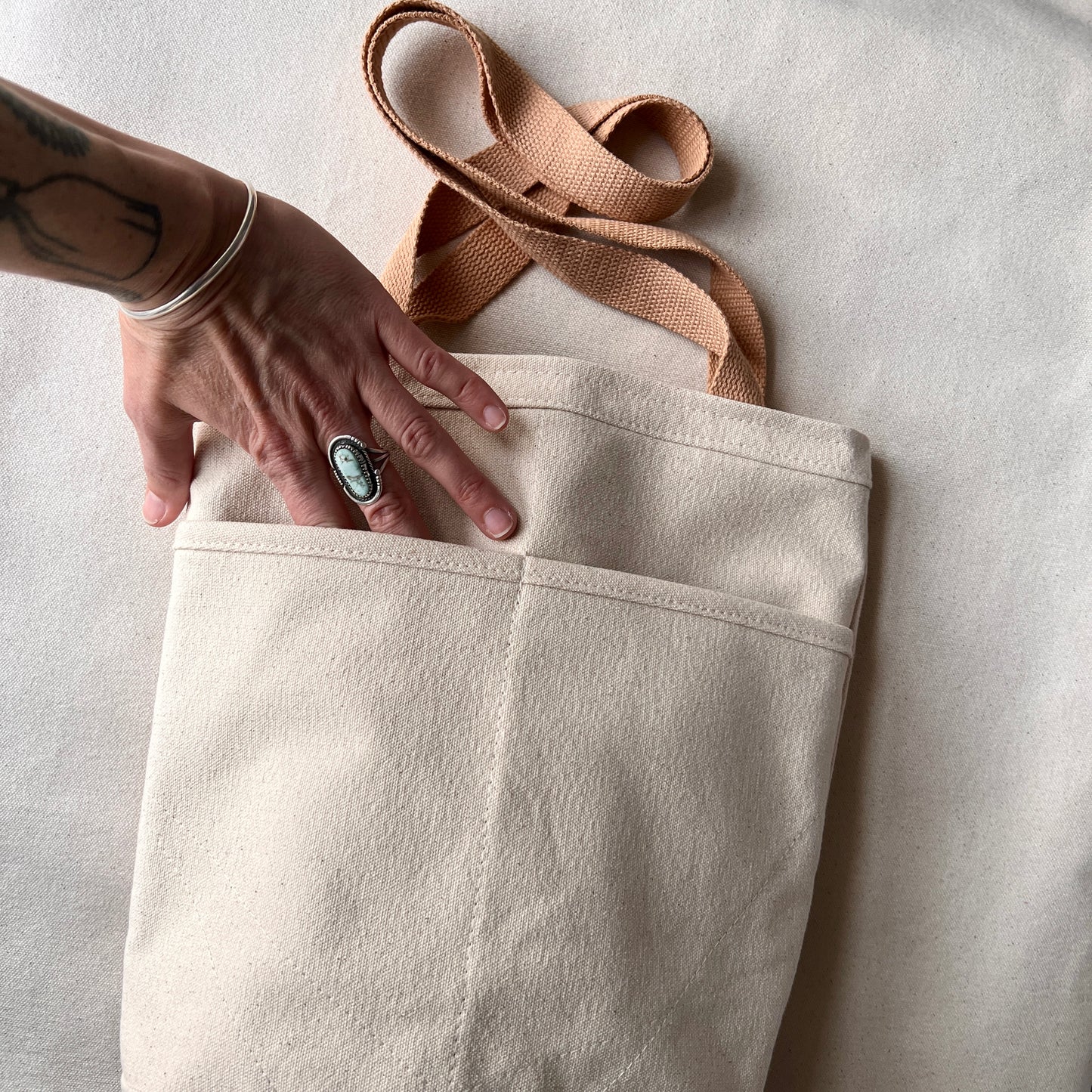 small quilt star tote, grays with goldenrod + honey