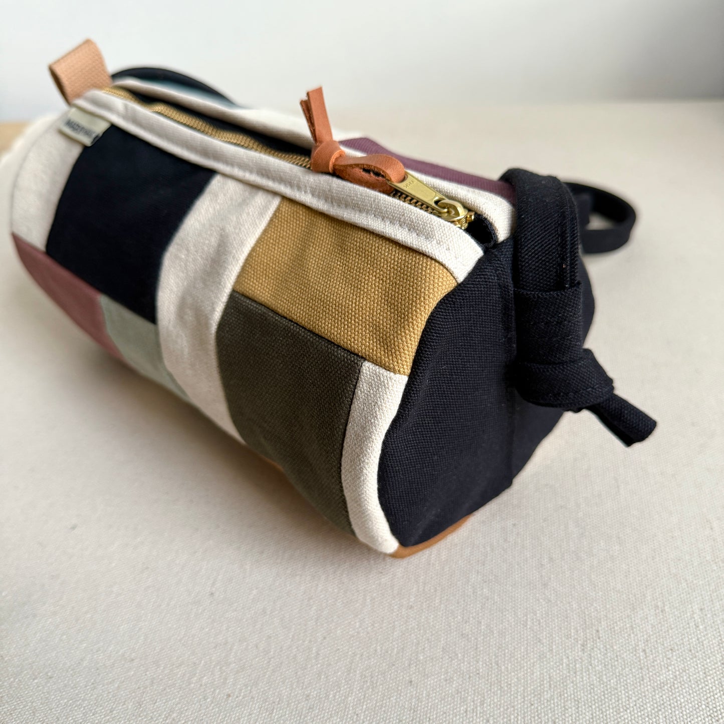 barrel bag in color block tiles, party neutral