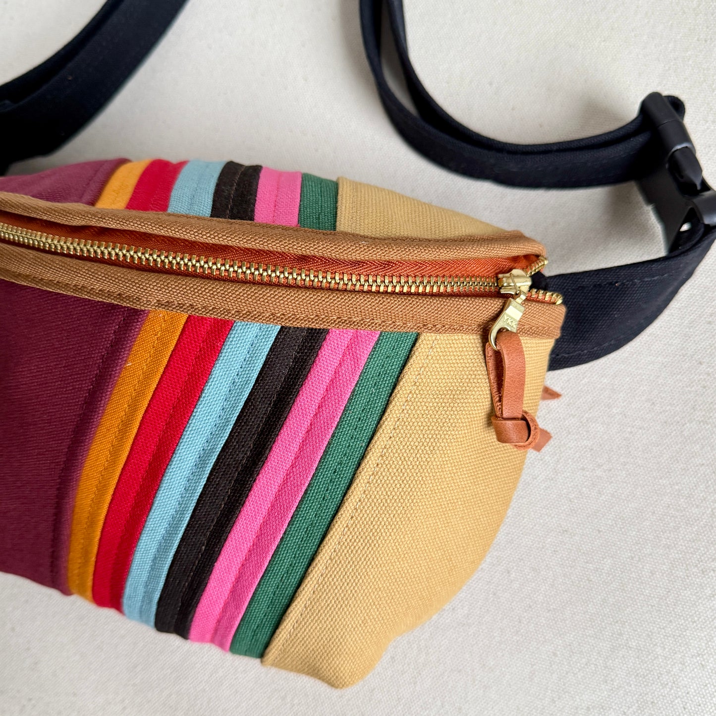 retro stripes fanny bag, wine/honey/seaglass/bubblegum/jade/red/etc