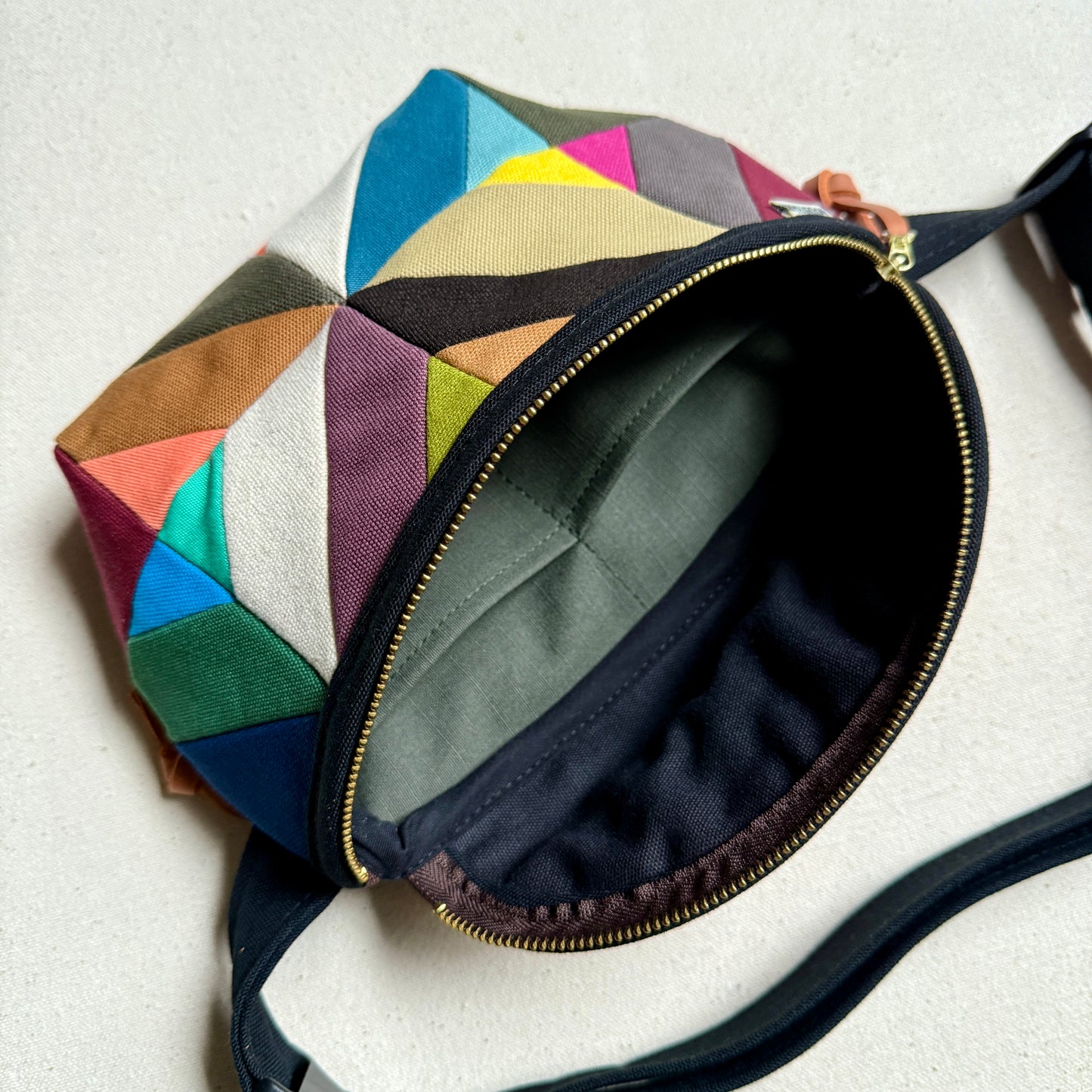 kaleidoscope fanny bag, assorted neutrals + brights
