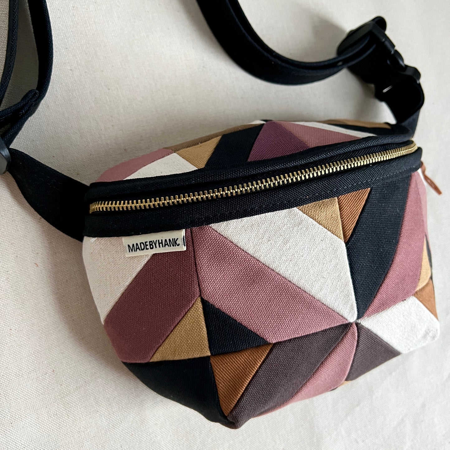 kaleidoscope fanny bag, mauve + neutrals