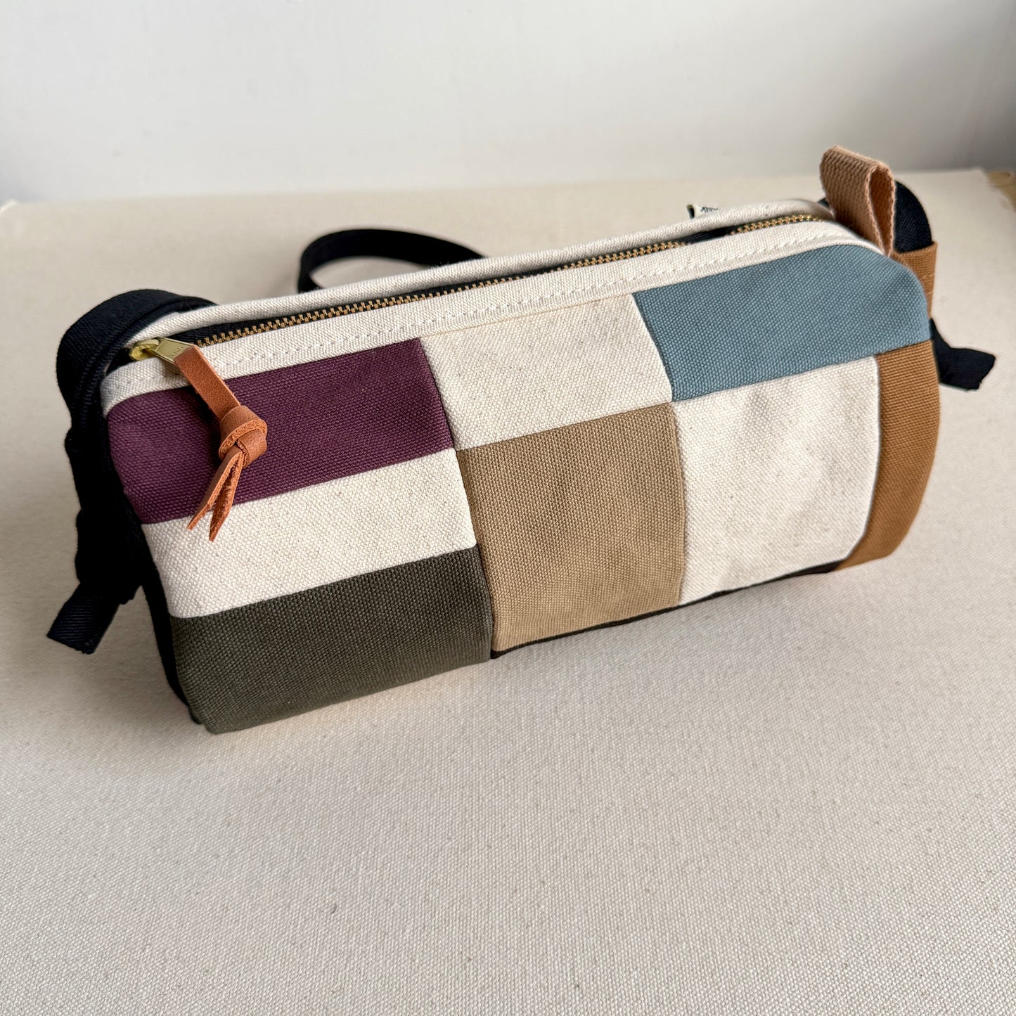 barrel bag in color block tiles, party neutral