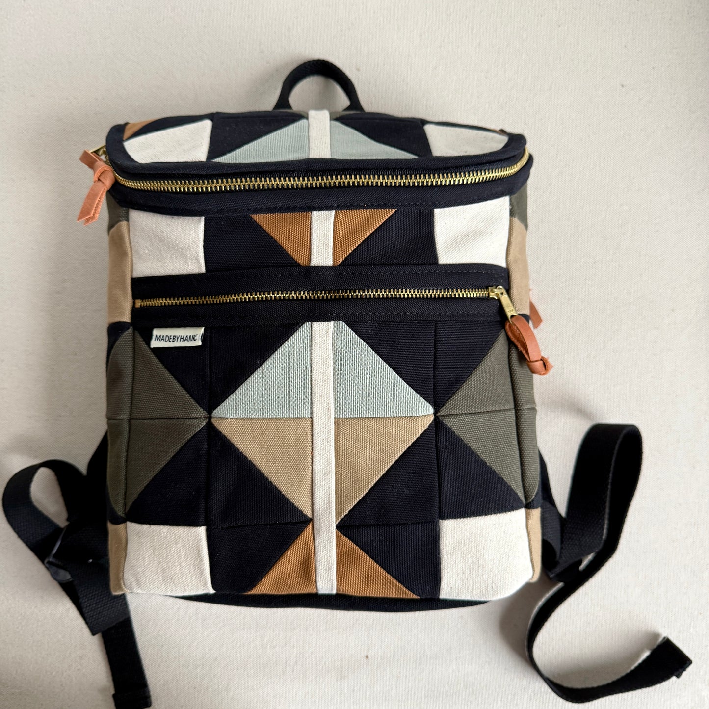fractured quilt star backpack, black/mint/sand/caramel/natural (original size)