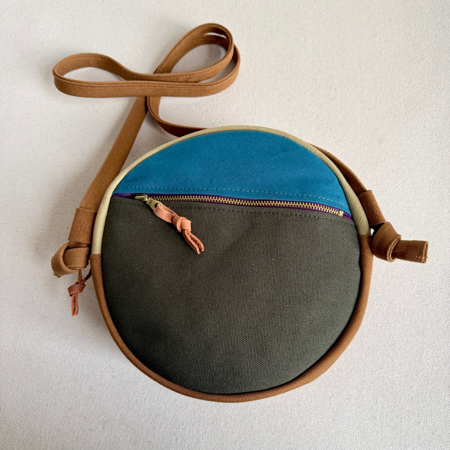 Circle Bag, Red Tulip with honey + Raspberry Checkerboard