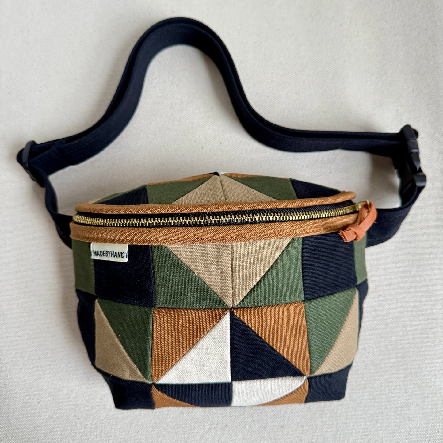 quilt star fanny bag, forest/caramel/black/natural