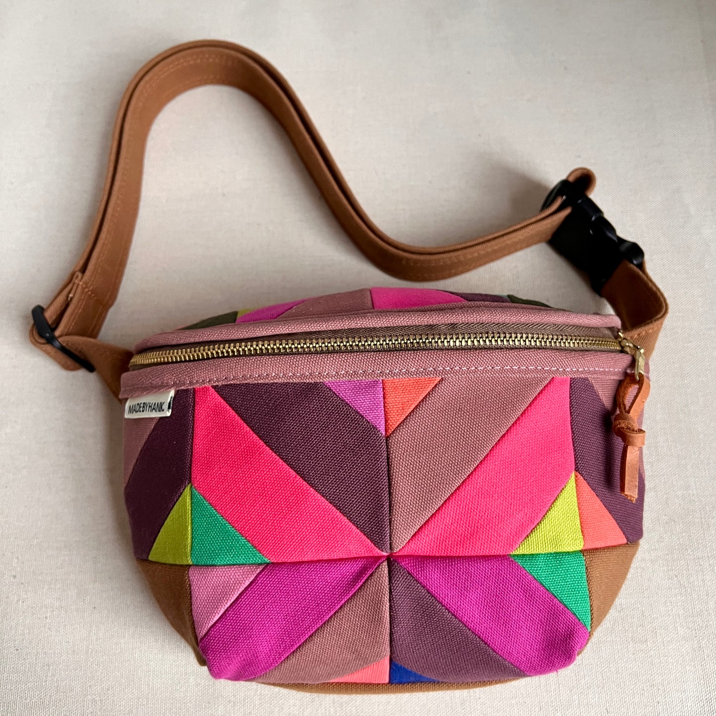 kaleidoscope fanny bag, mauve with hot pink etc