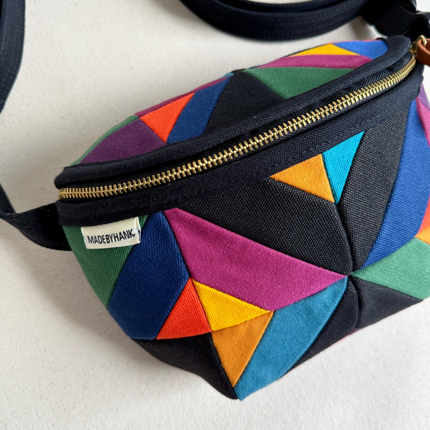 kaleidoscope fanny bag, black with brights