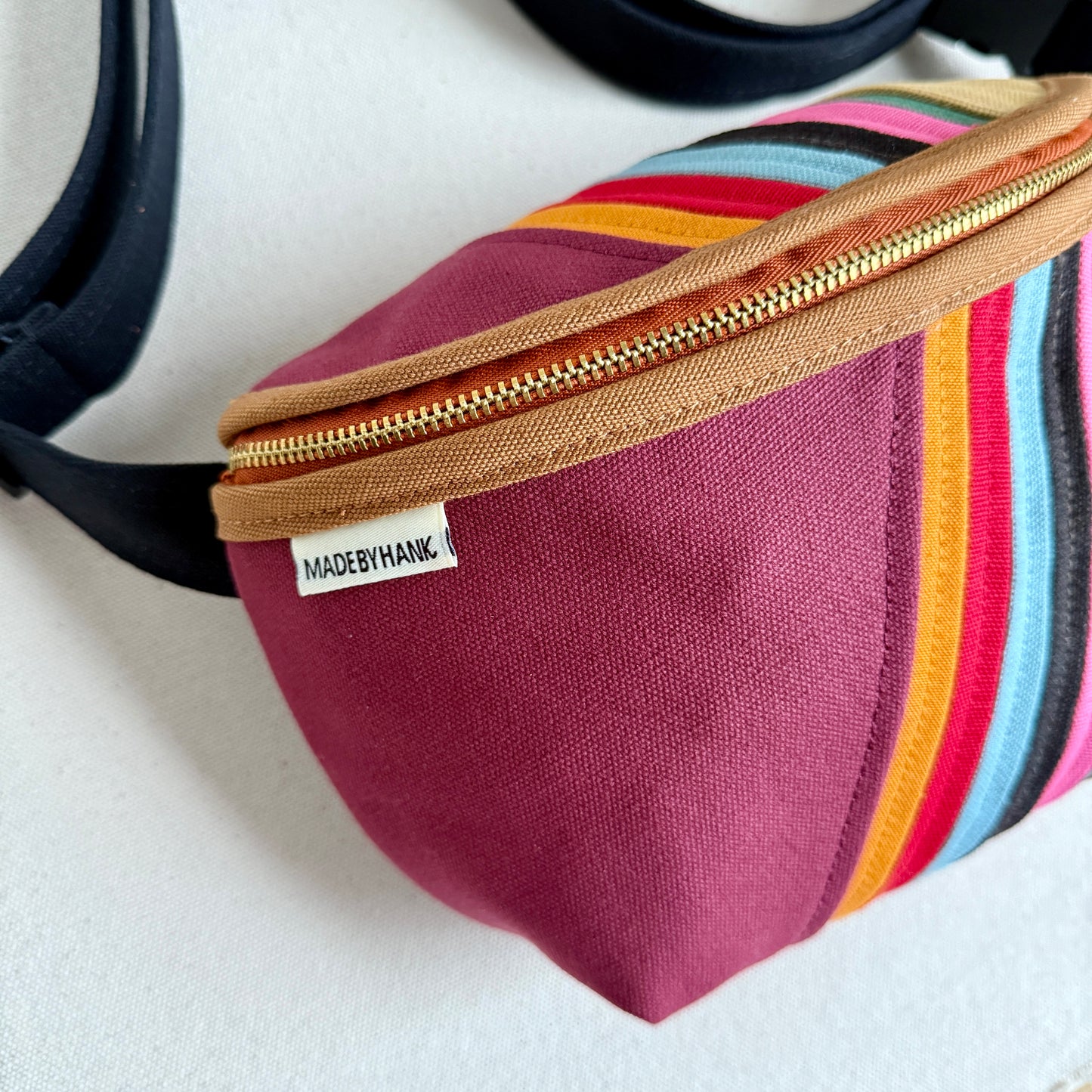 retro stripes fanny bag, wine/honey/seaglass/bubblegum/jade/red/etc
