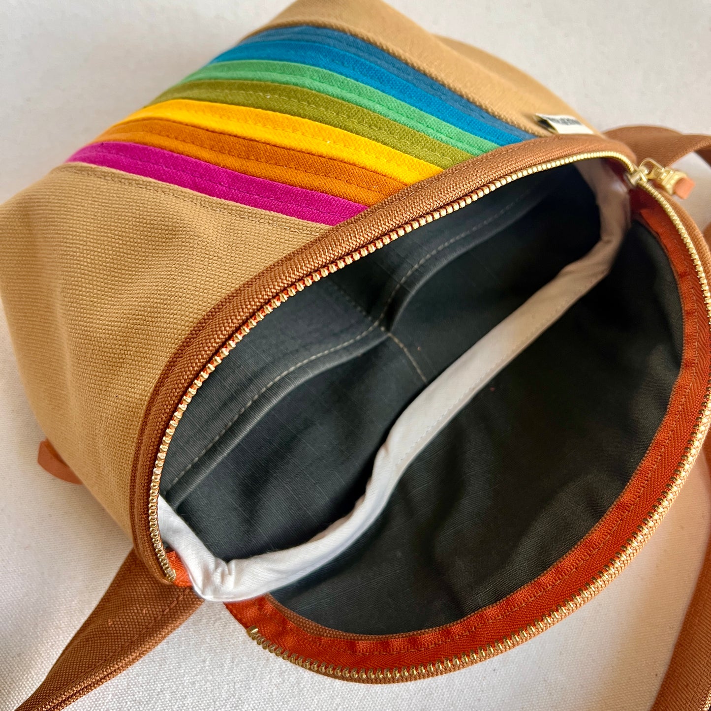 retro stripes fanny bag, honey with brights