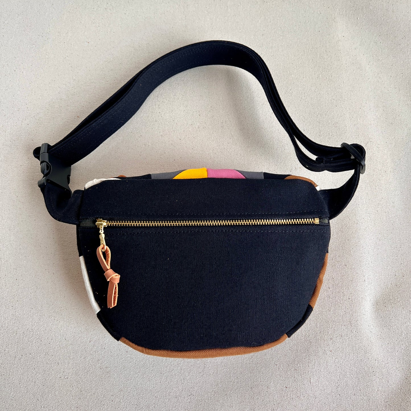 quilt star fanny bag, natural/black/pink/orange/yellow etc