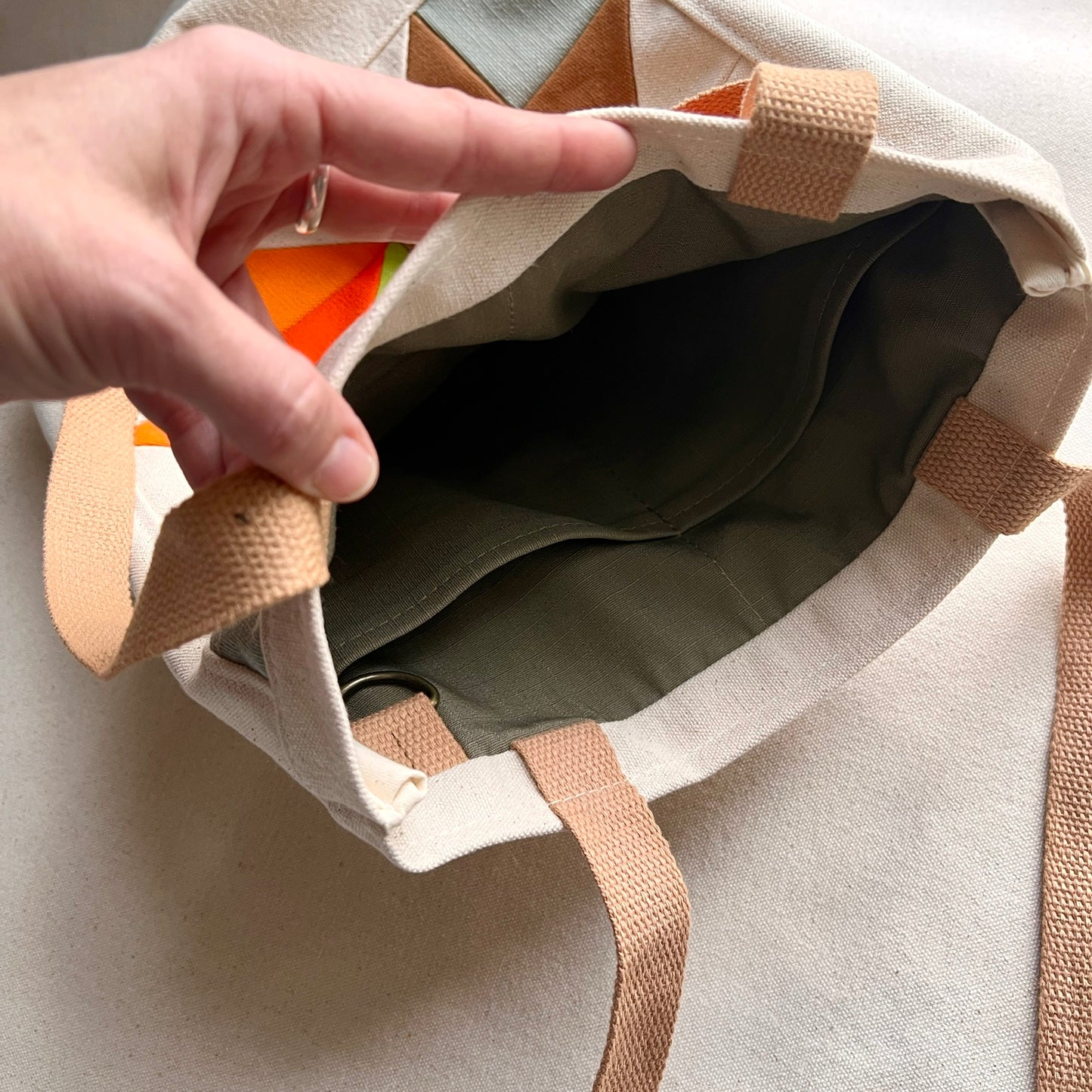 small quilt star tote, grays with goldenrod + honey