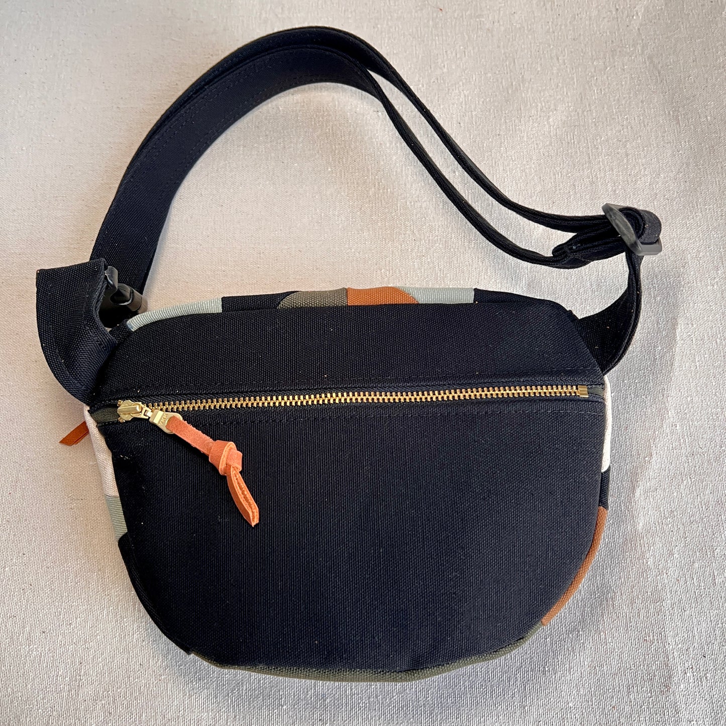 kaleidoscope fanny bag, seaglass/caramel/forest/black