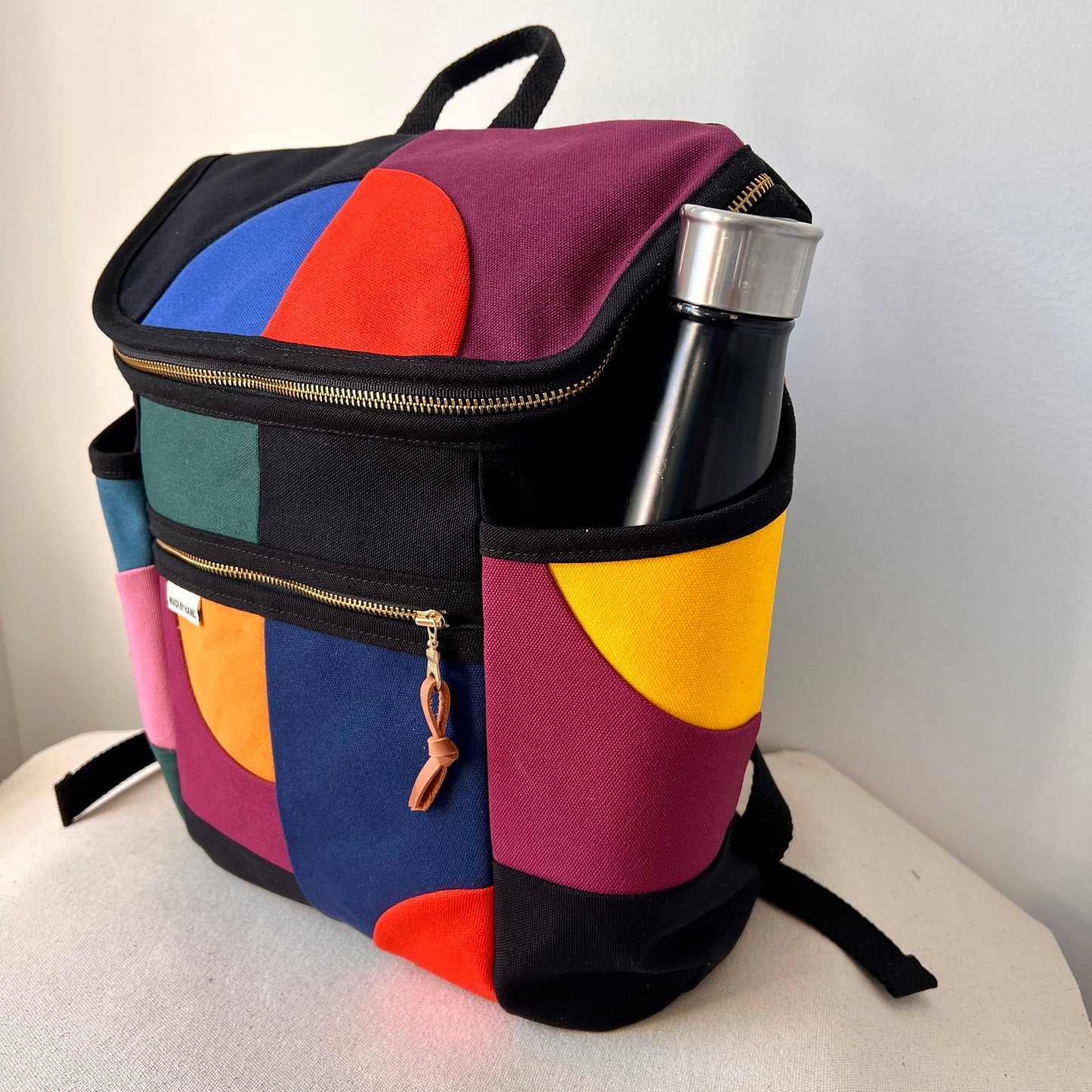 NEW! Roomier Backpack with Side Pockets, Black with Brights