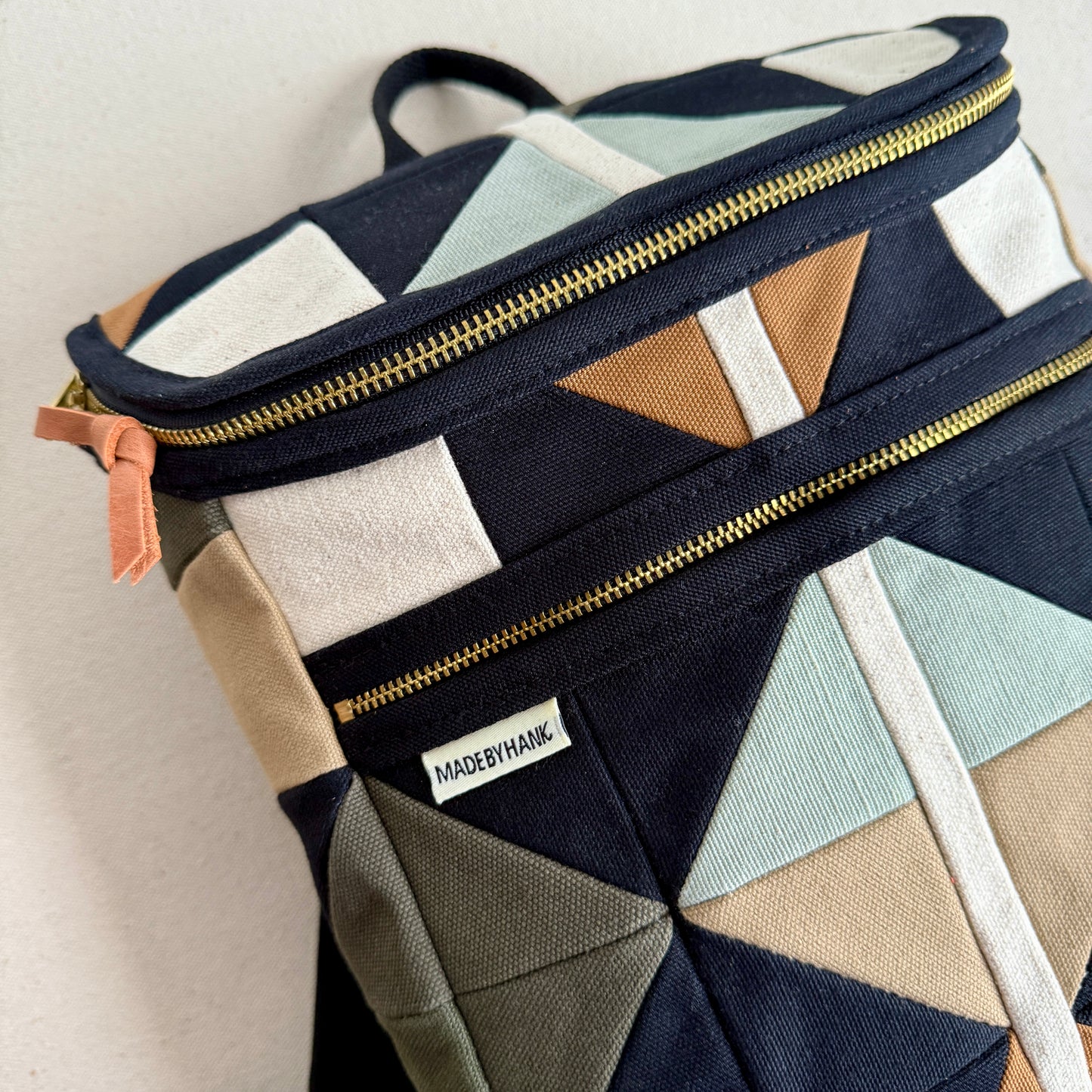 fractured quilt star backpack, black/mint/sand/caramel/natural (original size)