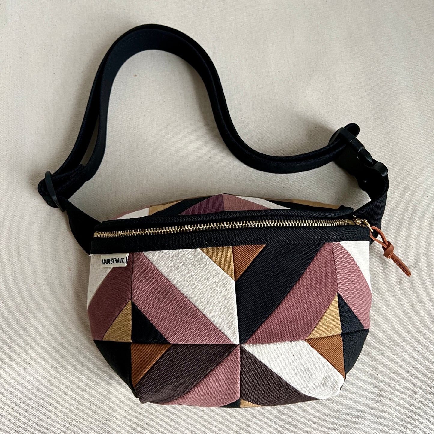 kaleidoscope fanny bag, mauve + neutrals