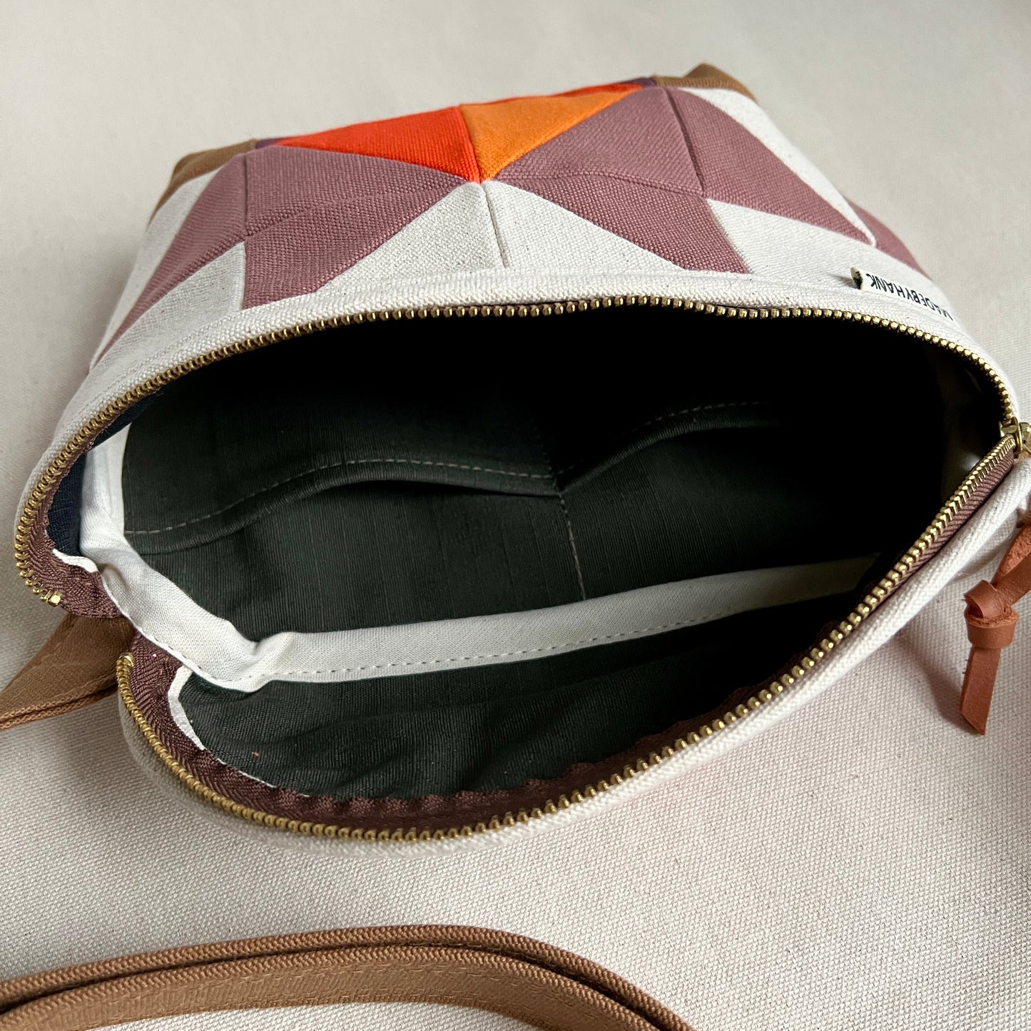 nova star fanny bag, natural with mauve/wine/orange