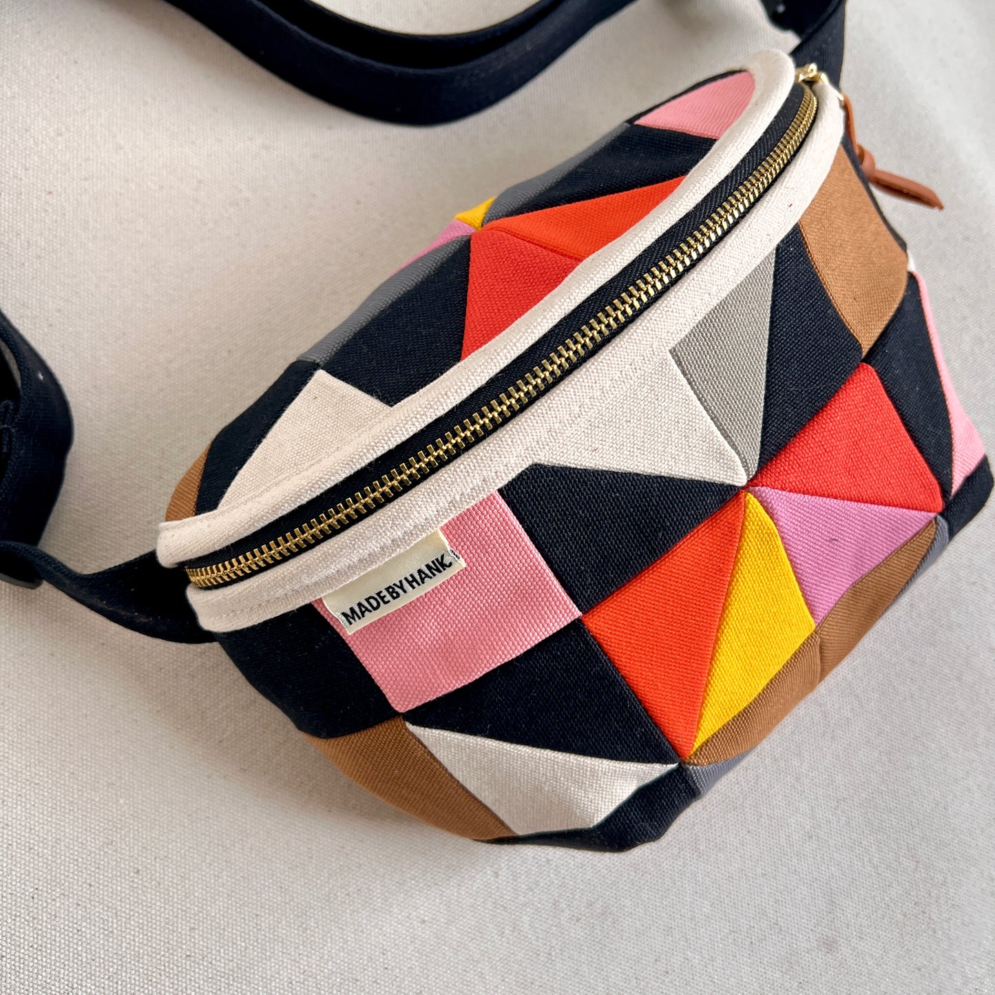 quilt star fanny bag, natural/black/pink/orange/yellow etc