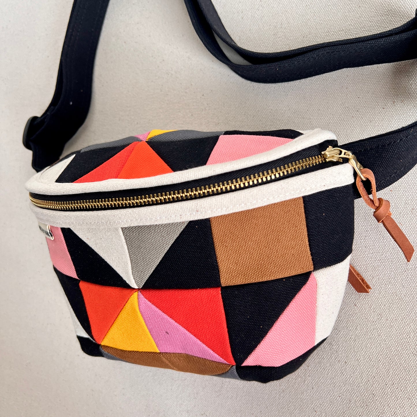 quilt star fanny bag, natural/black/pink/orange/yellow etc