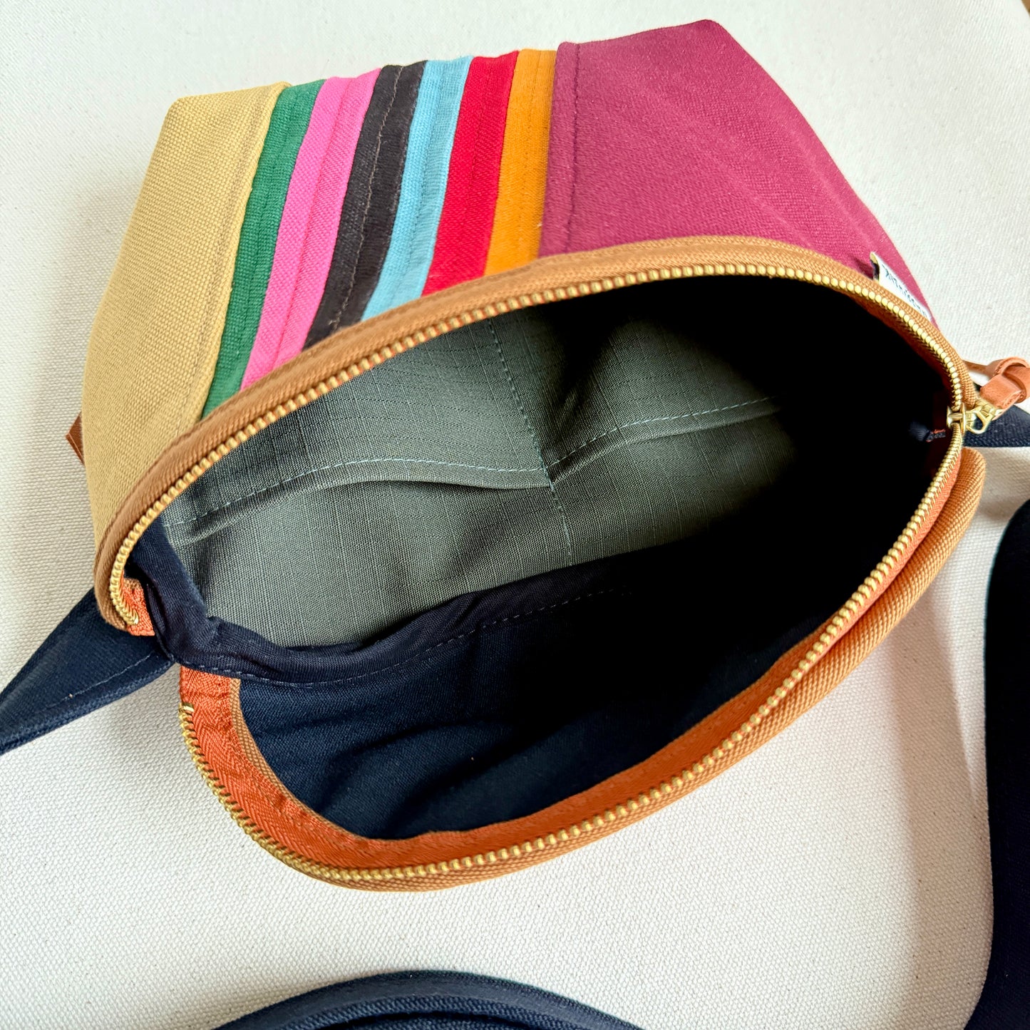 retro stripes fanny bag, wine/honey/seaglass/bubblegum/jade/red/etc