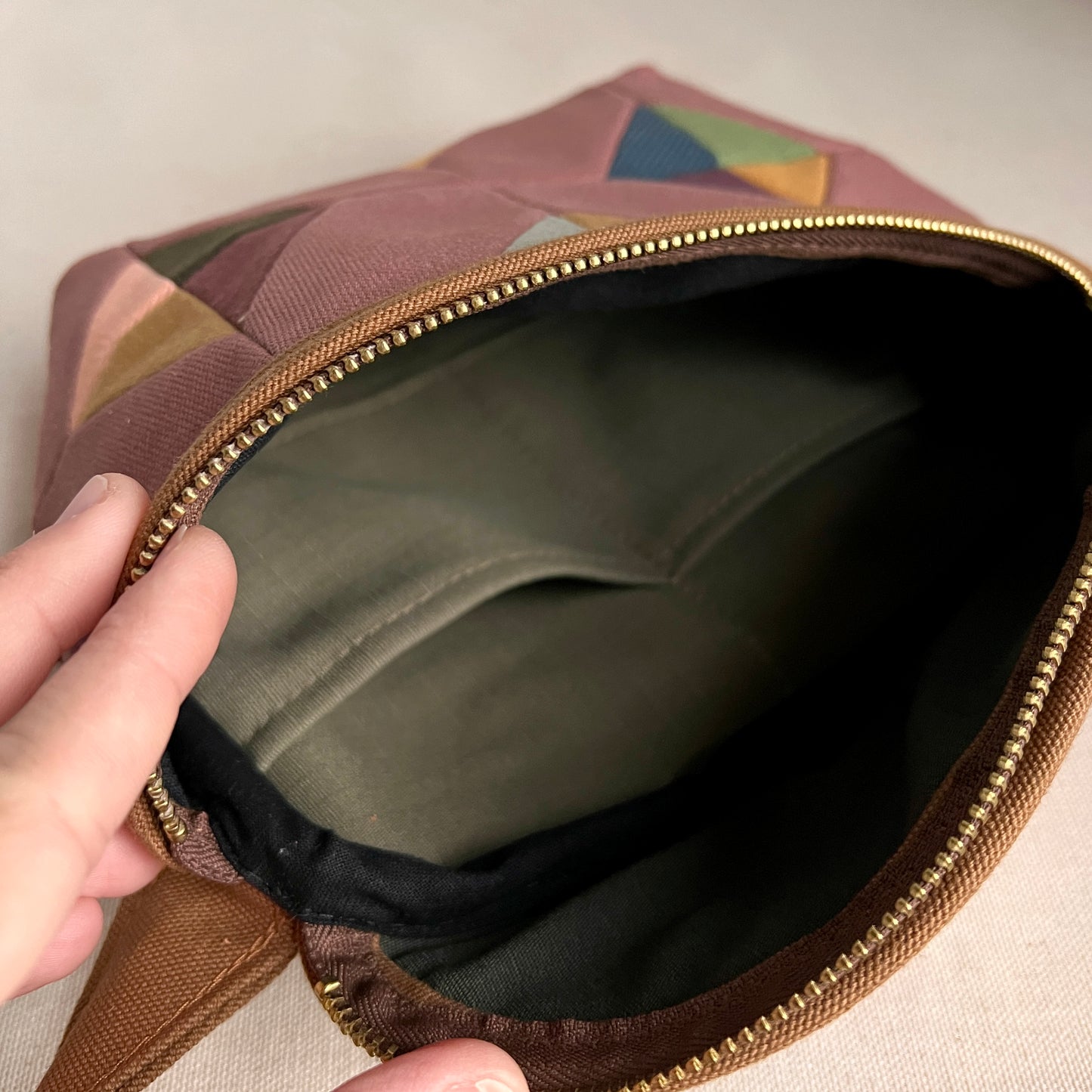 kaleidoscope fanny bag, mauve with hot pink etc