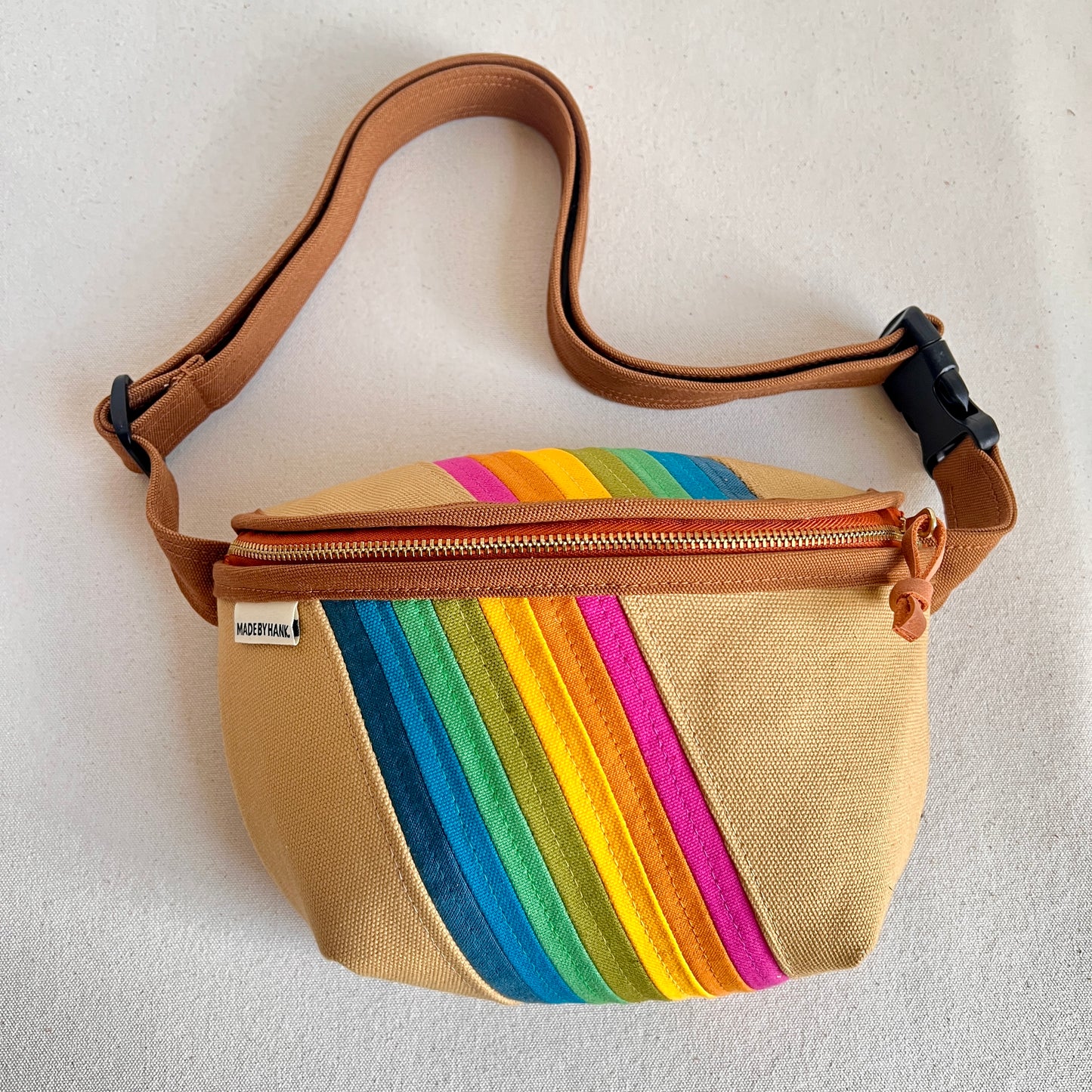 retro stripes fanny bag, honey with brights