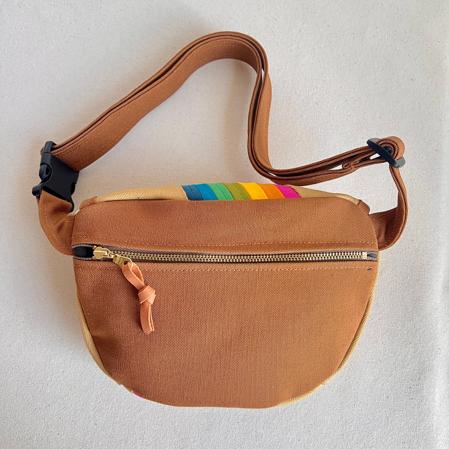 retro stripes fanny bag, honey with brights
