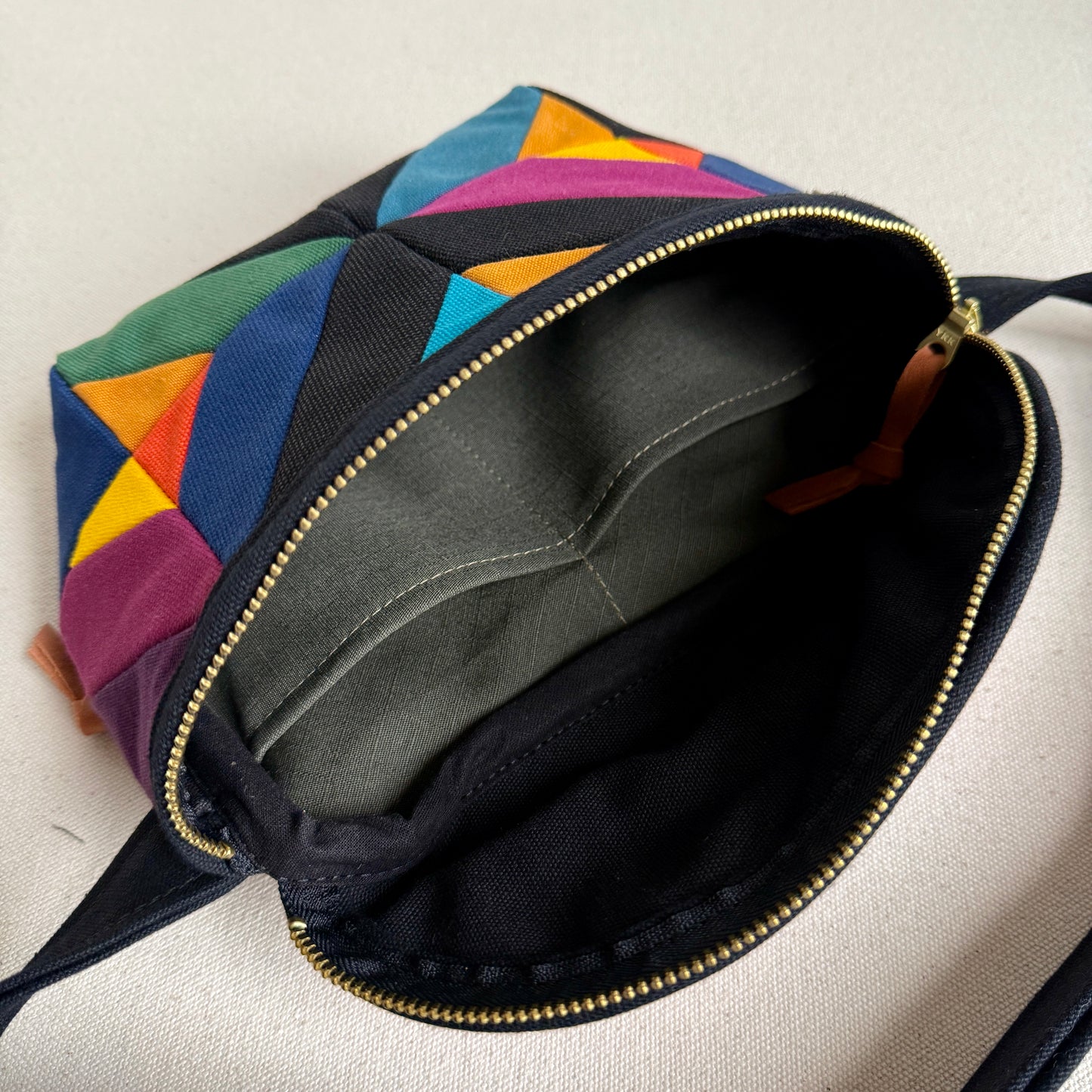 kaleidoscope fanny bag, black with brights
