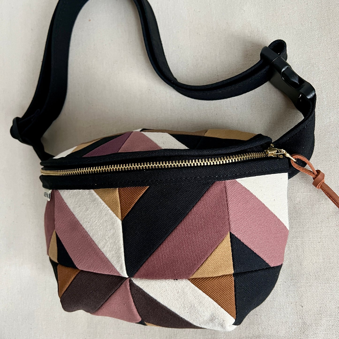 kaleidoscope fanny bag, mauve + neutrals