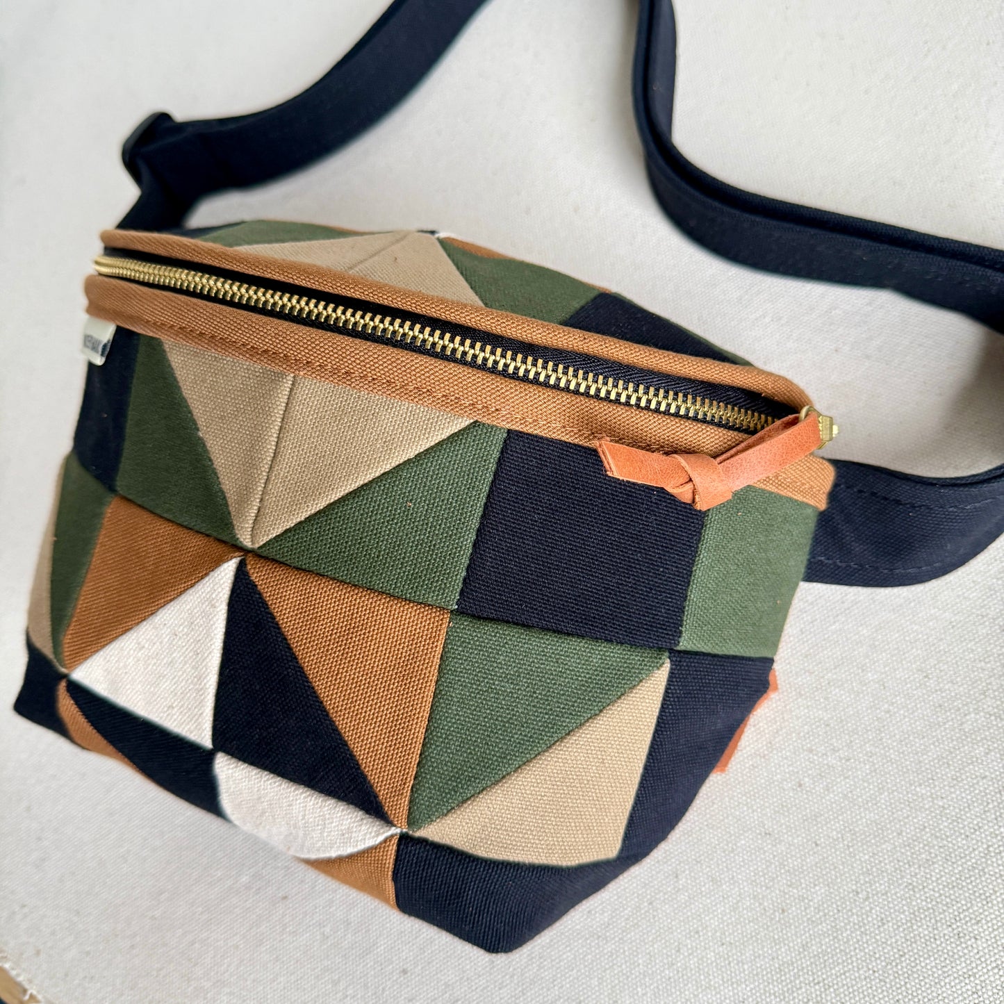 quilt star fanny bag, forest/caramel/black/natural