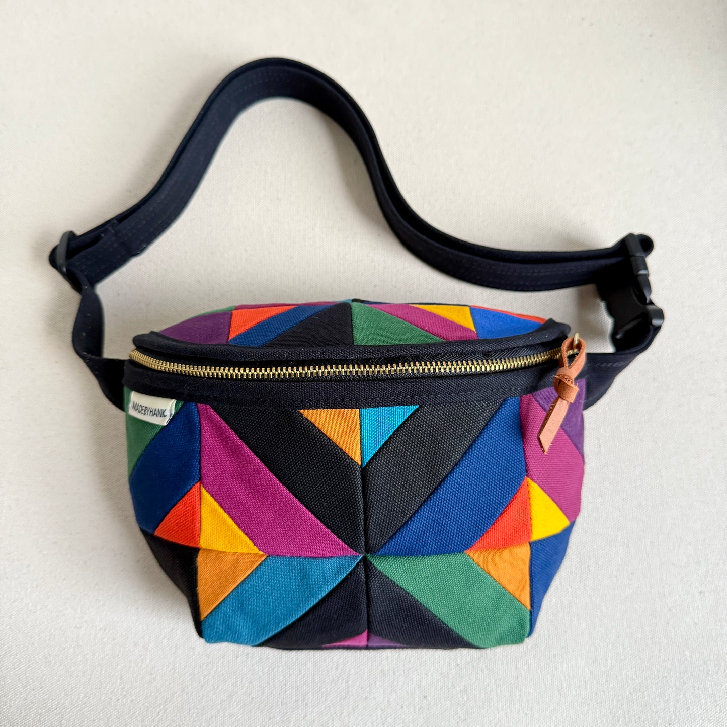 kaleidoscope fanny bag, black with brights