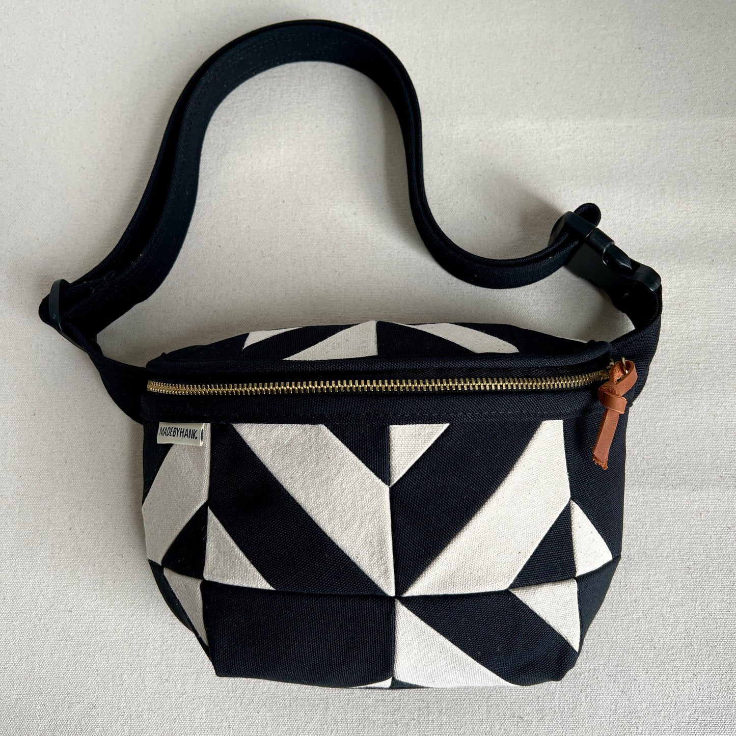 kaleidoscope fanny bag, black + natural