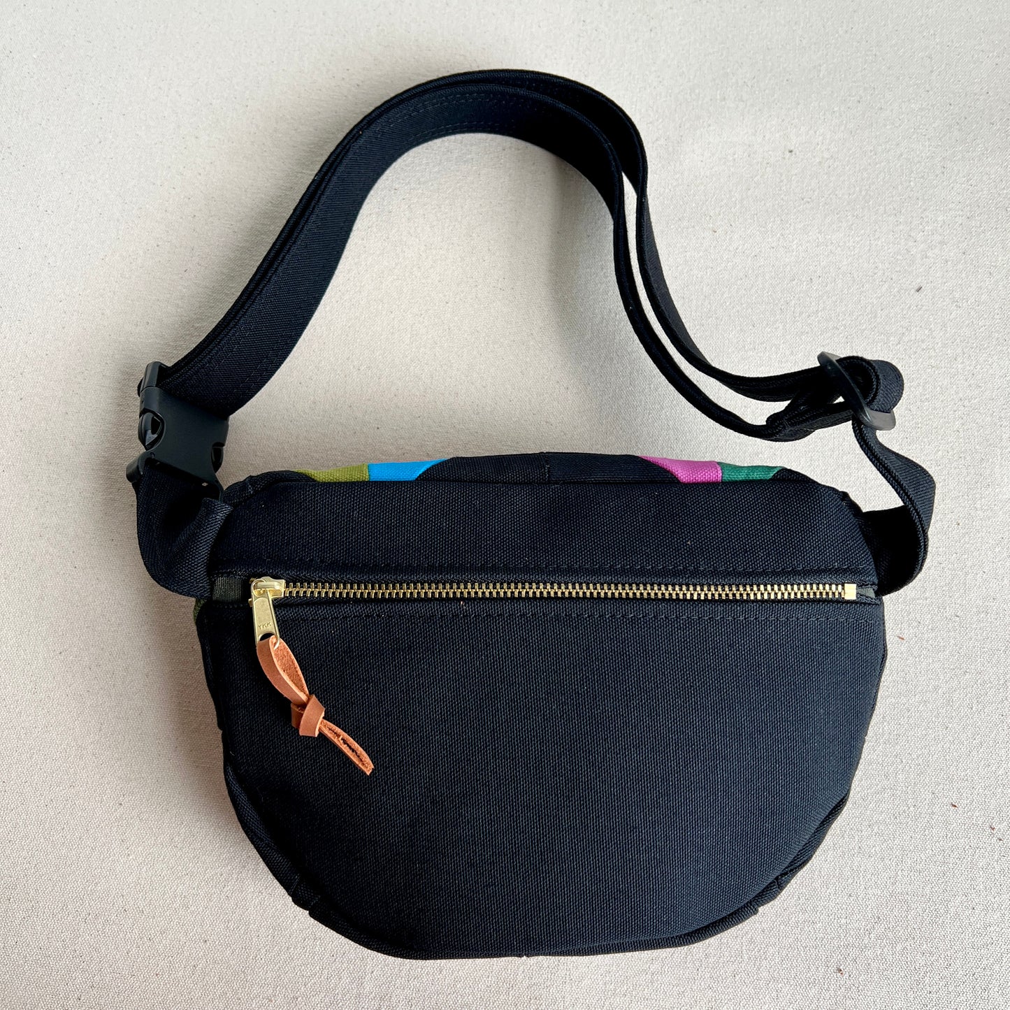 diamond tiles fanny bag, black with brights