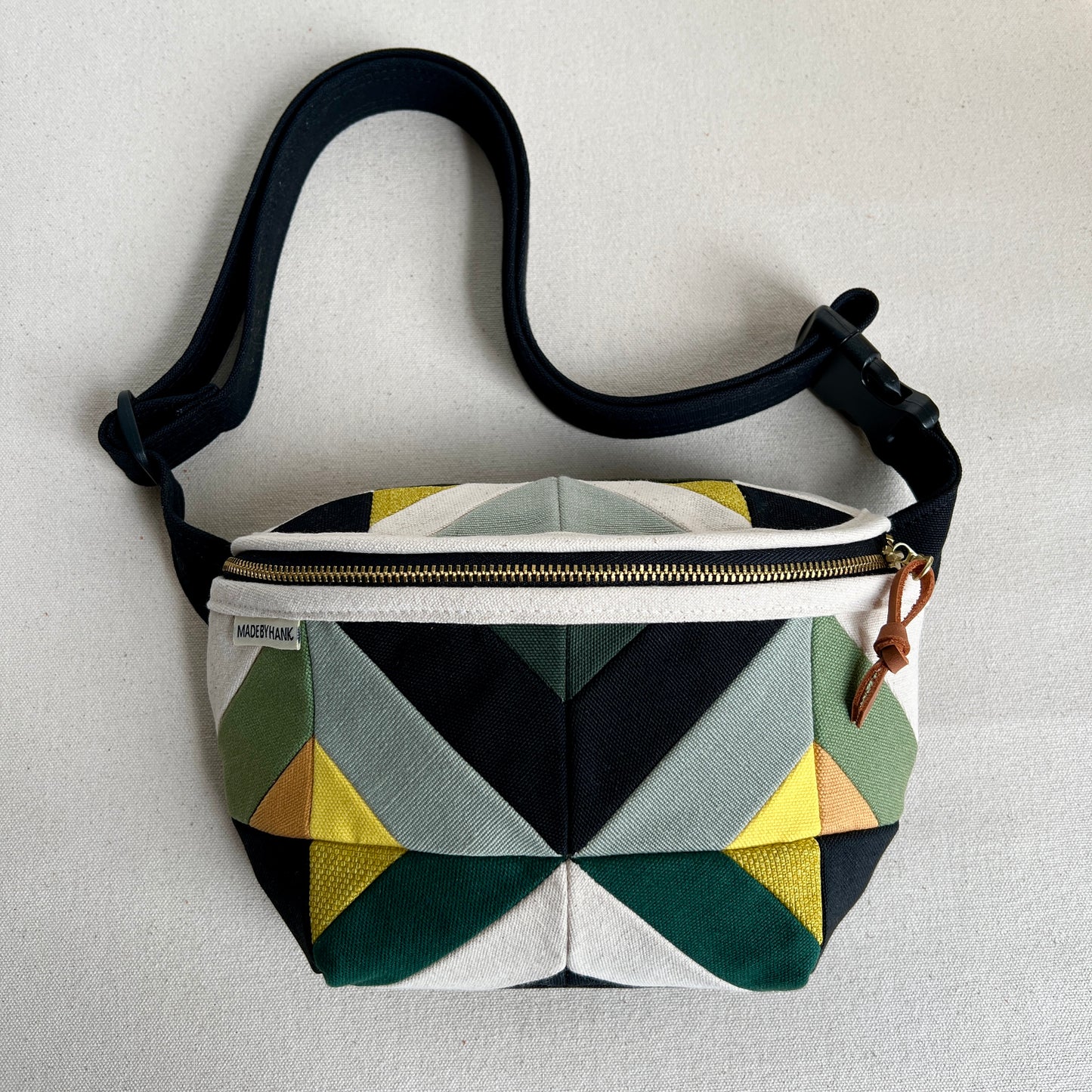 kaleidoscope fanny, natural with sea glass, spruce, chartreuse, etc