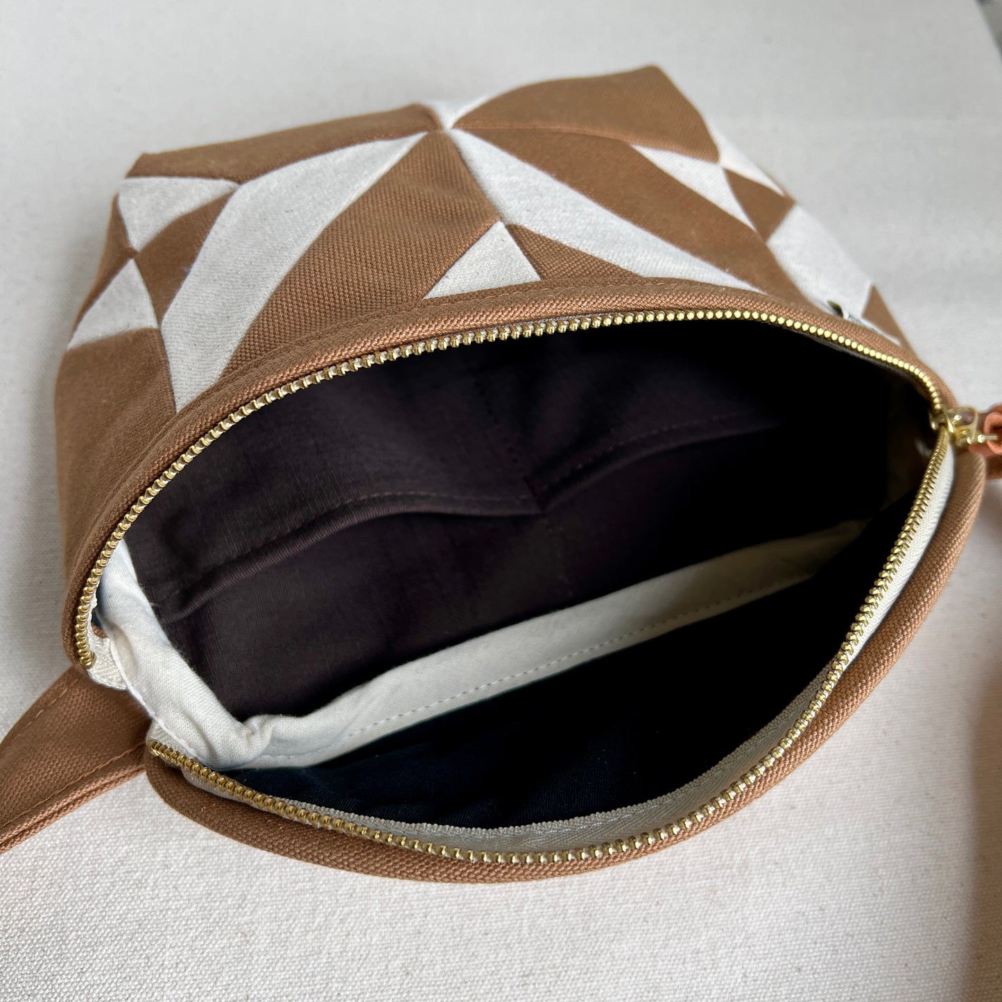kaleidoscope fanny bag, caramel + natural