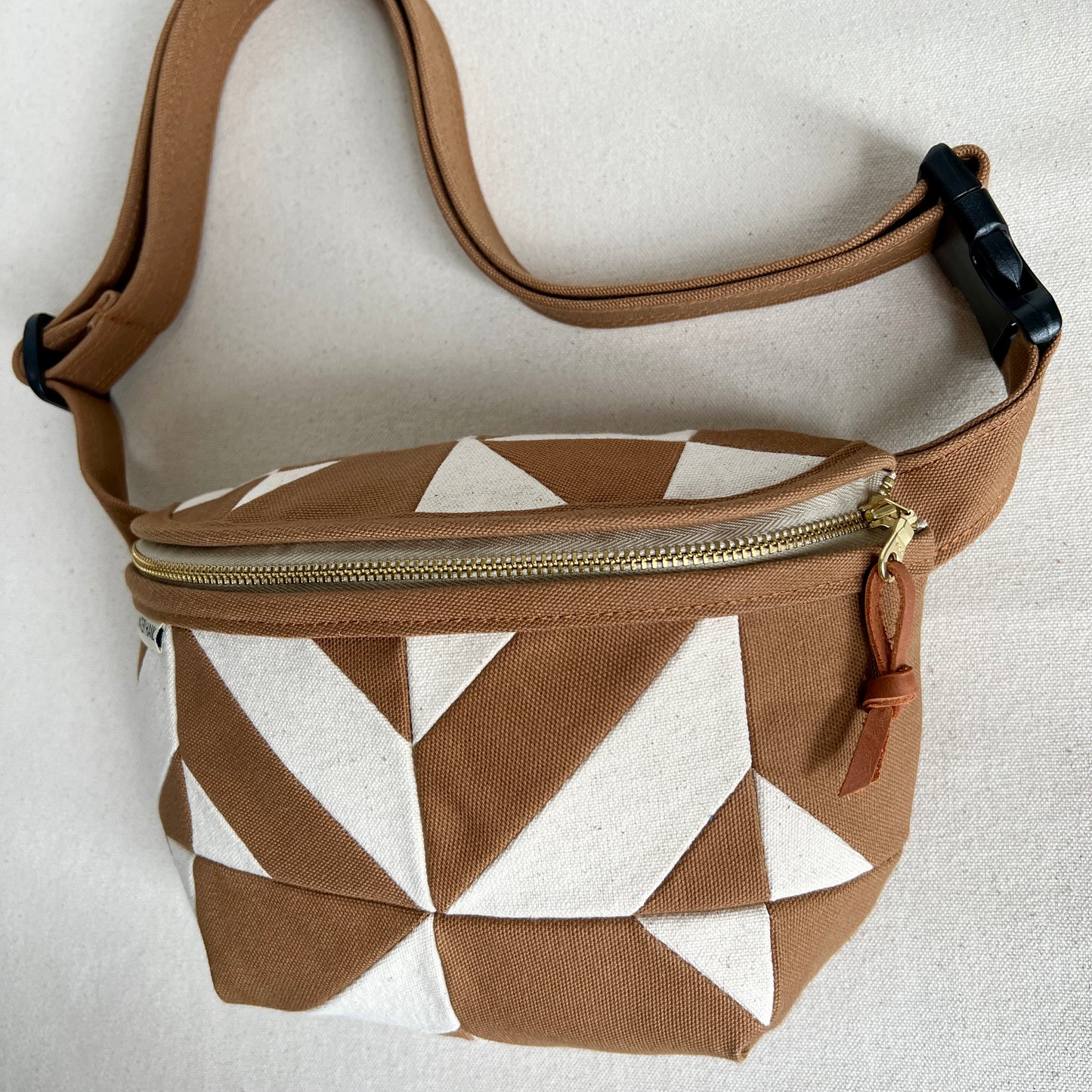 kaleidoscope fanny bag, caramel + natural