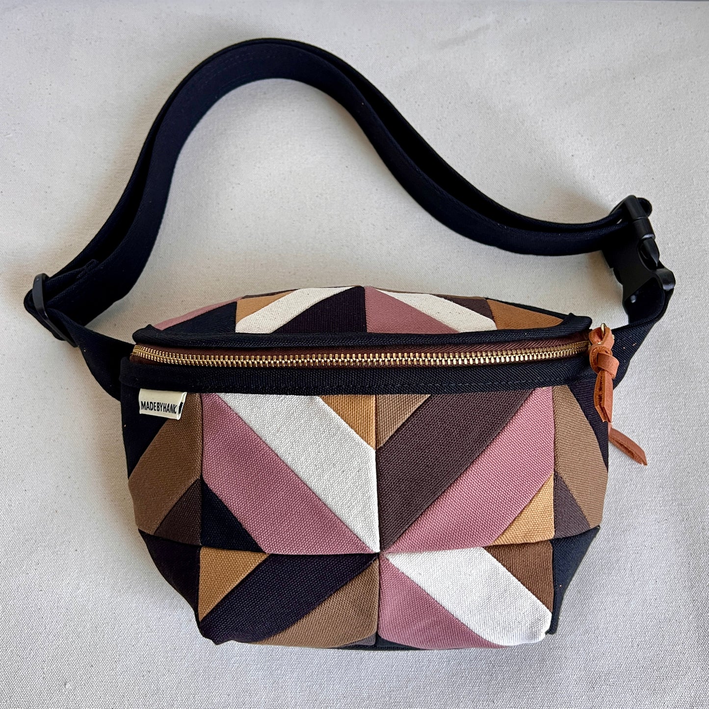 kaleidoscope fanny bag, mauve + neutrals