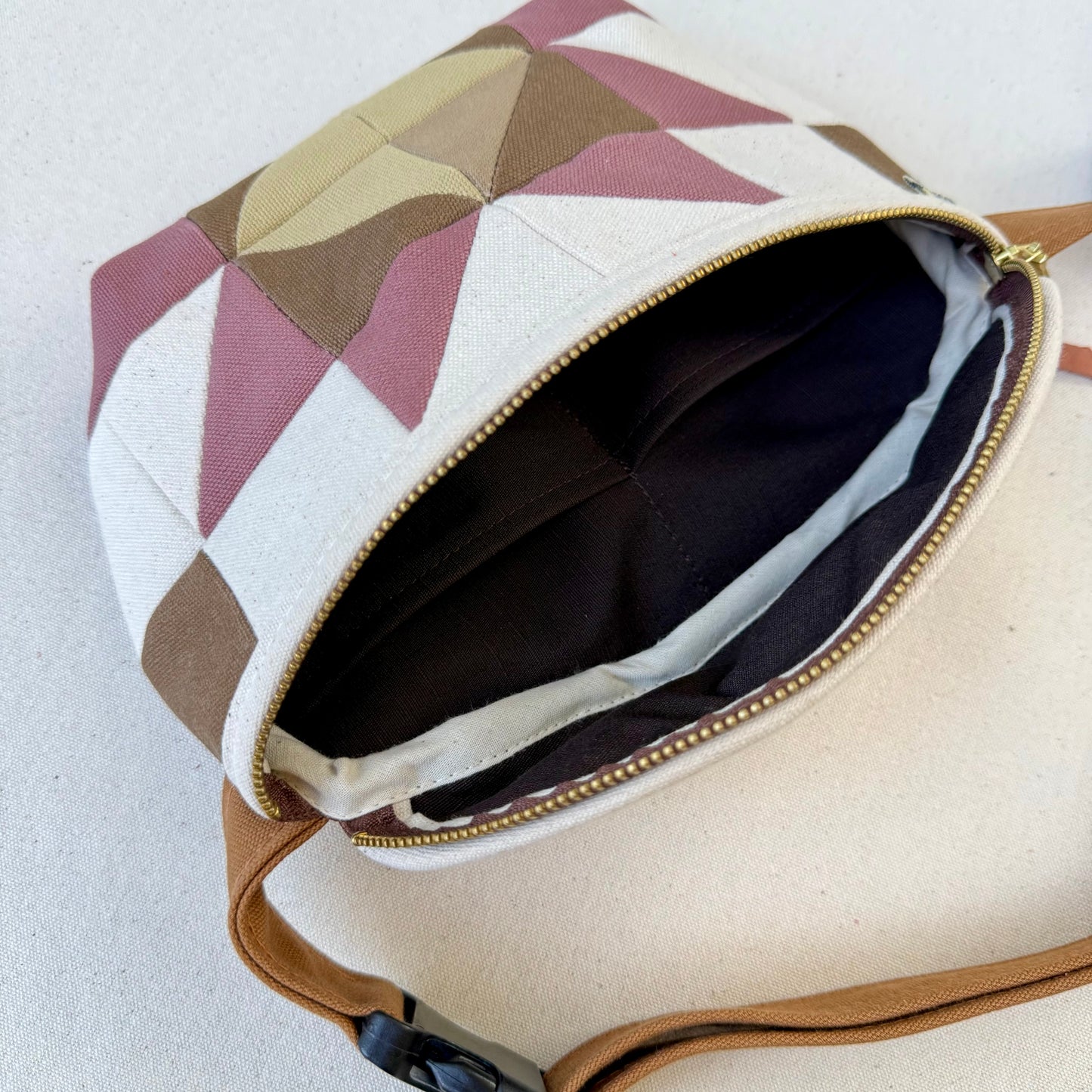 quilt star fanny bag, natural/mauve/sand/mushroom