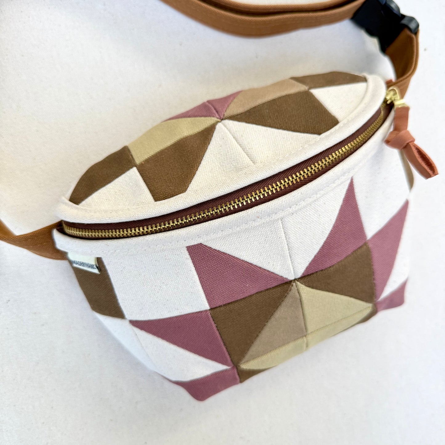 quilt star fanny bag, natural/mauve/sand/mushroom