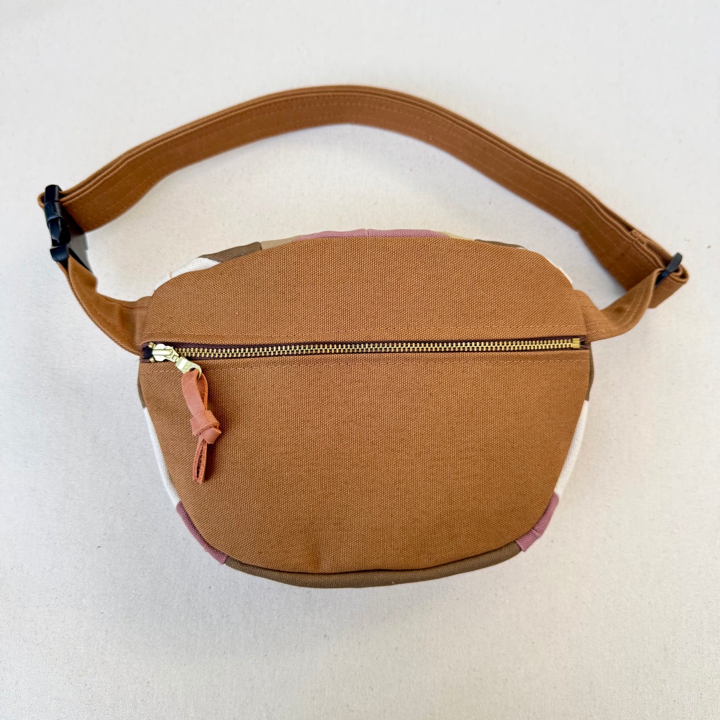 quilt star fanny bag, natural/mauve/sand/mushroom