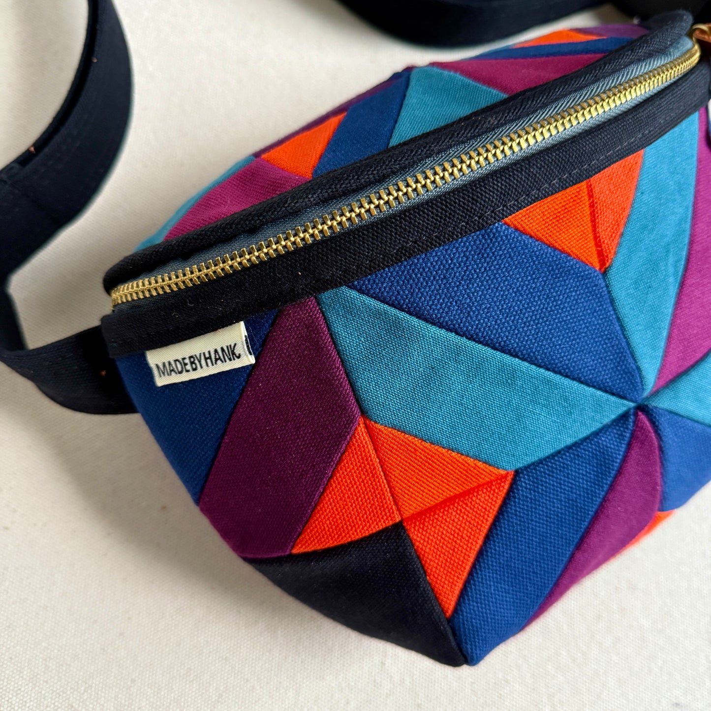 kaleidoscope fanny bag, mulberry/deep sea blue/midnight/tangerine