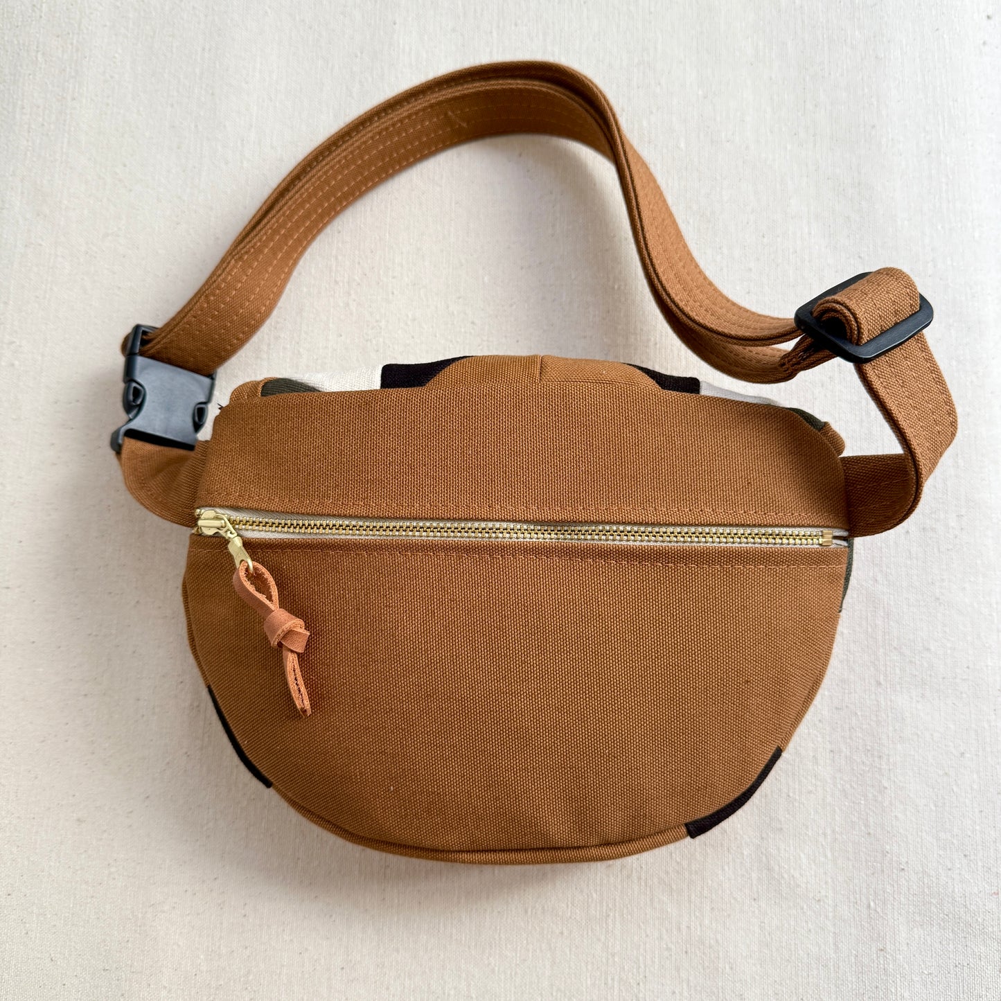 quilt star fanny bag, forest/mint/caramel/mauve/natural