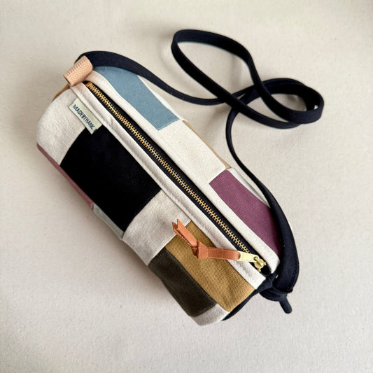barrel bag in color block tiles, party neutral