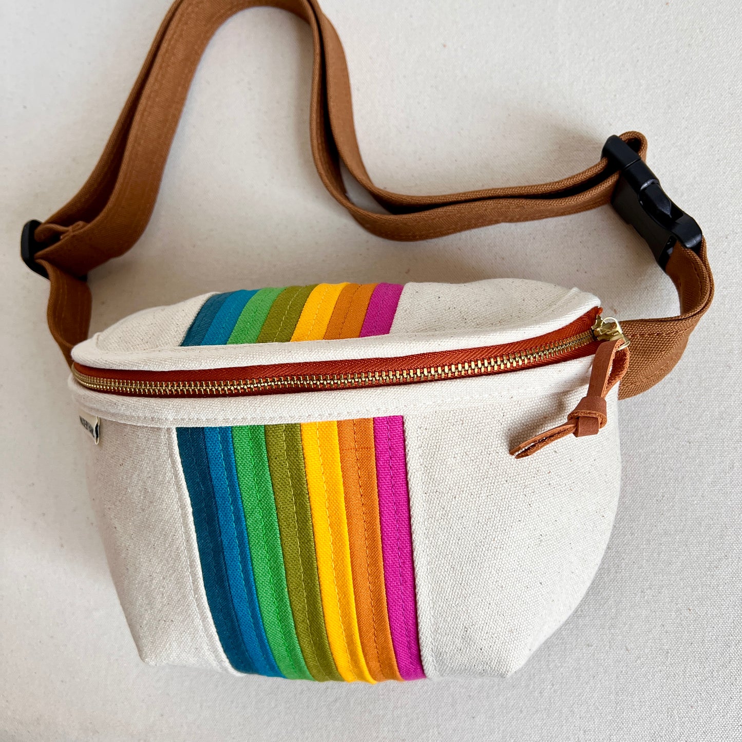 retro stripe fanny bag, turquoise/grass green/sunshine/magenta